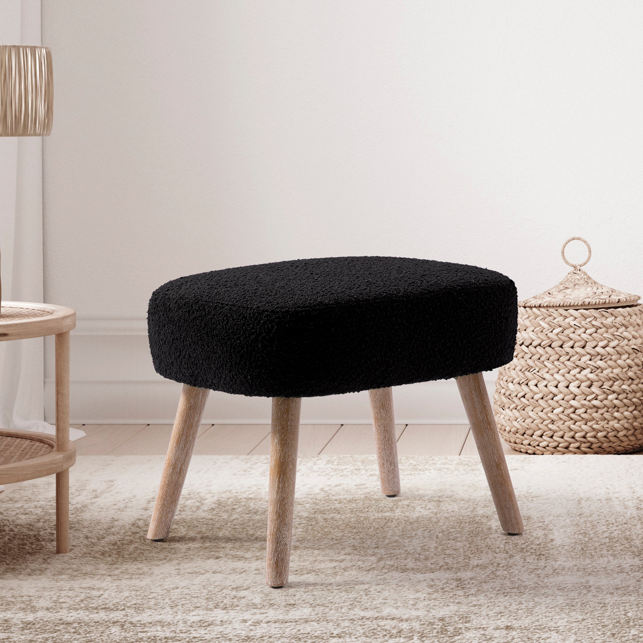 Amélie 21" Wide Square Upholstered Cushion Ottoman Foot Stool