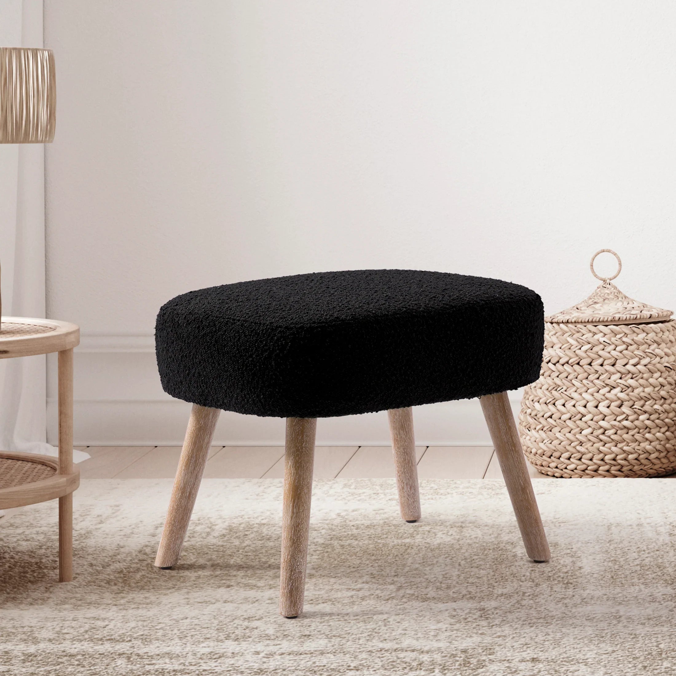 Amélie 21" Wide Square Upholstered Cushion Ottoman Foot Stool