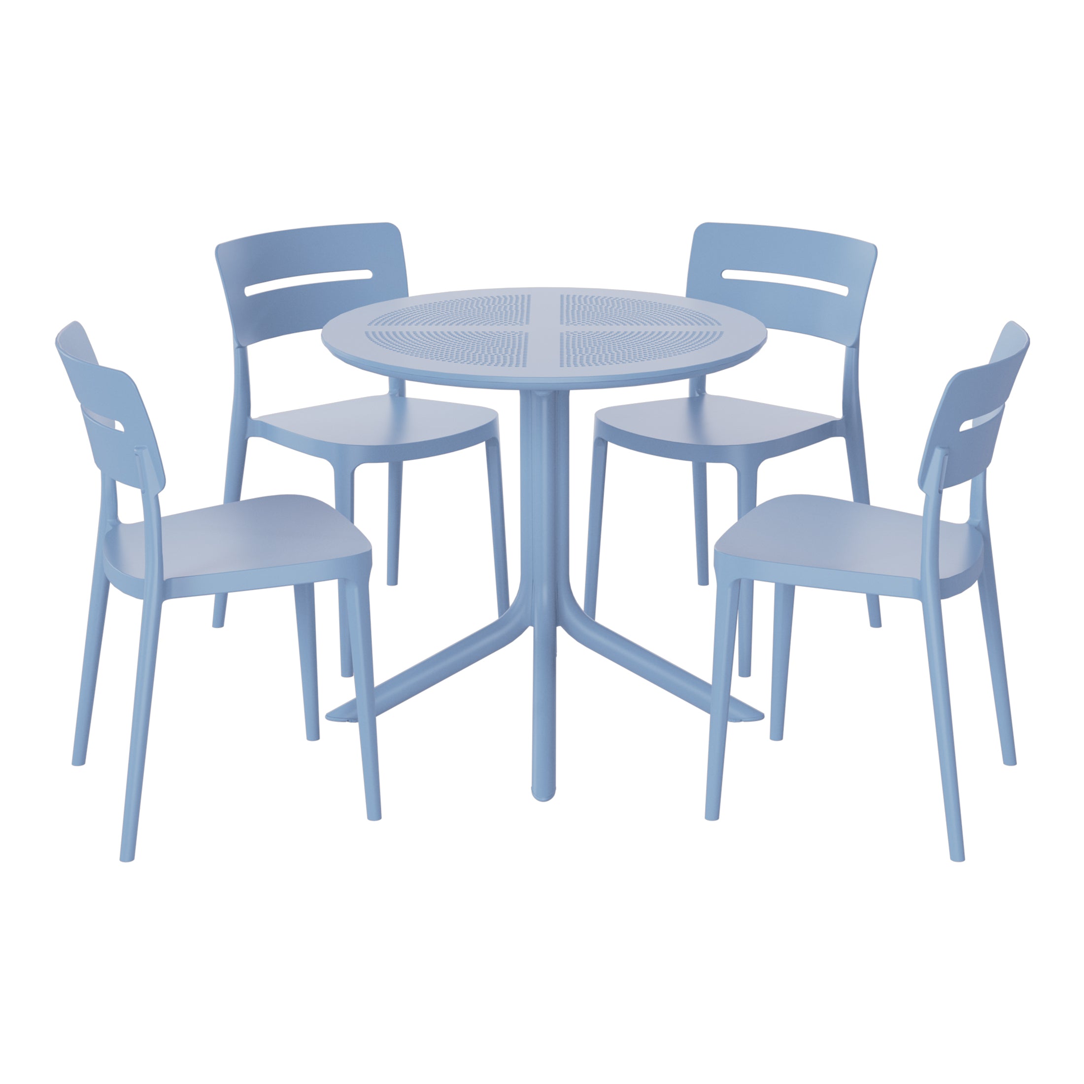 Sunshine Modern 5-Piece Resin Round Patio Dining Table Set with Stackable Patio Dining Chairs