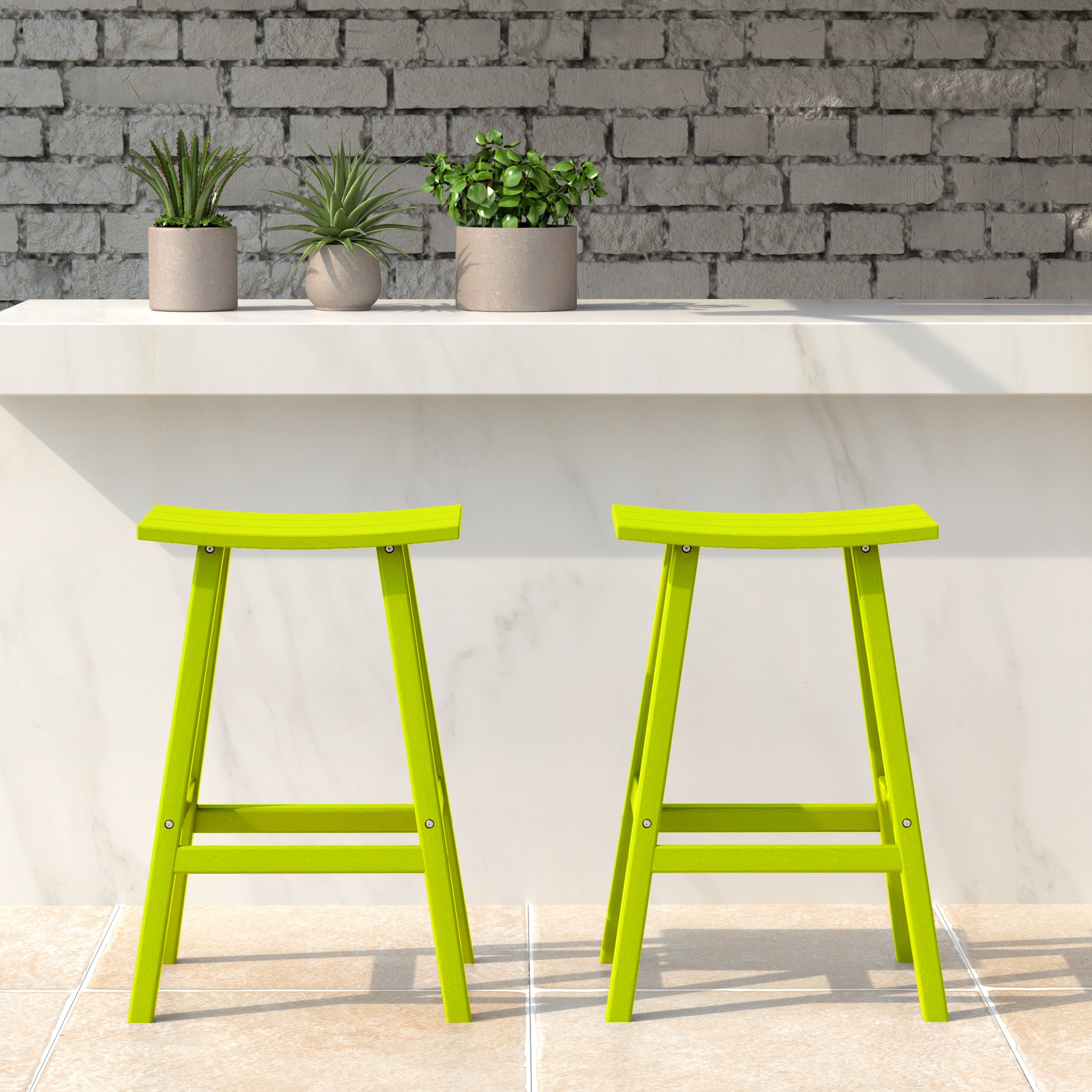 Paradise 24" HDPE Outdoor Patio Counter Height Bar Stools (Set of 2)