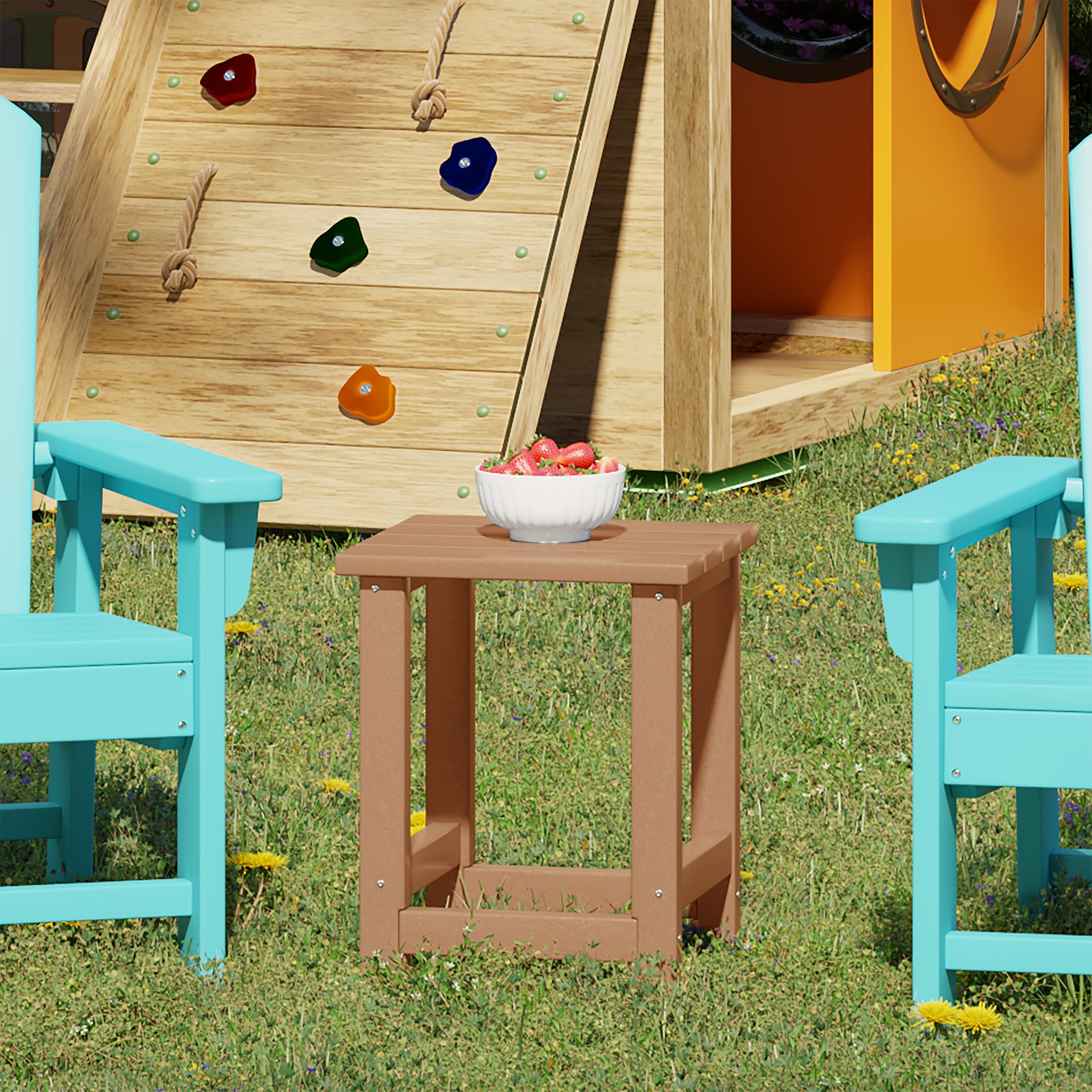 Paradise Kids Outdoor Patio Furniture HDPE Adirondack Square Side Table
