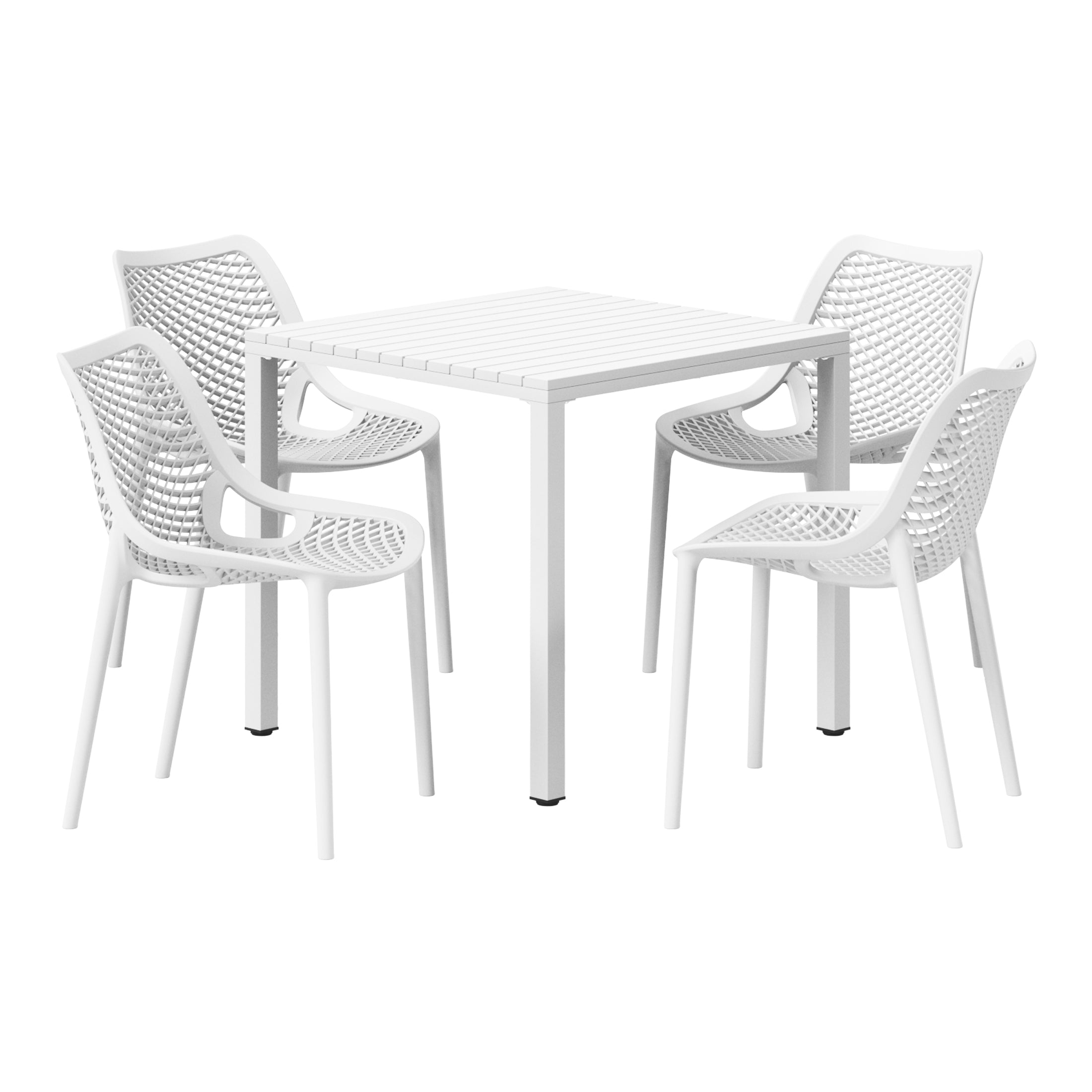 Sunshine 5-Piece Outdoor Patio Metal Frame Dining Table Set with Stackable Patio Dining Chairs