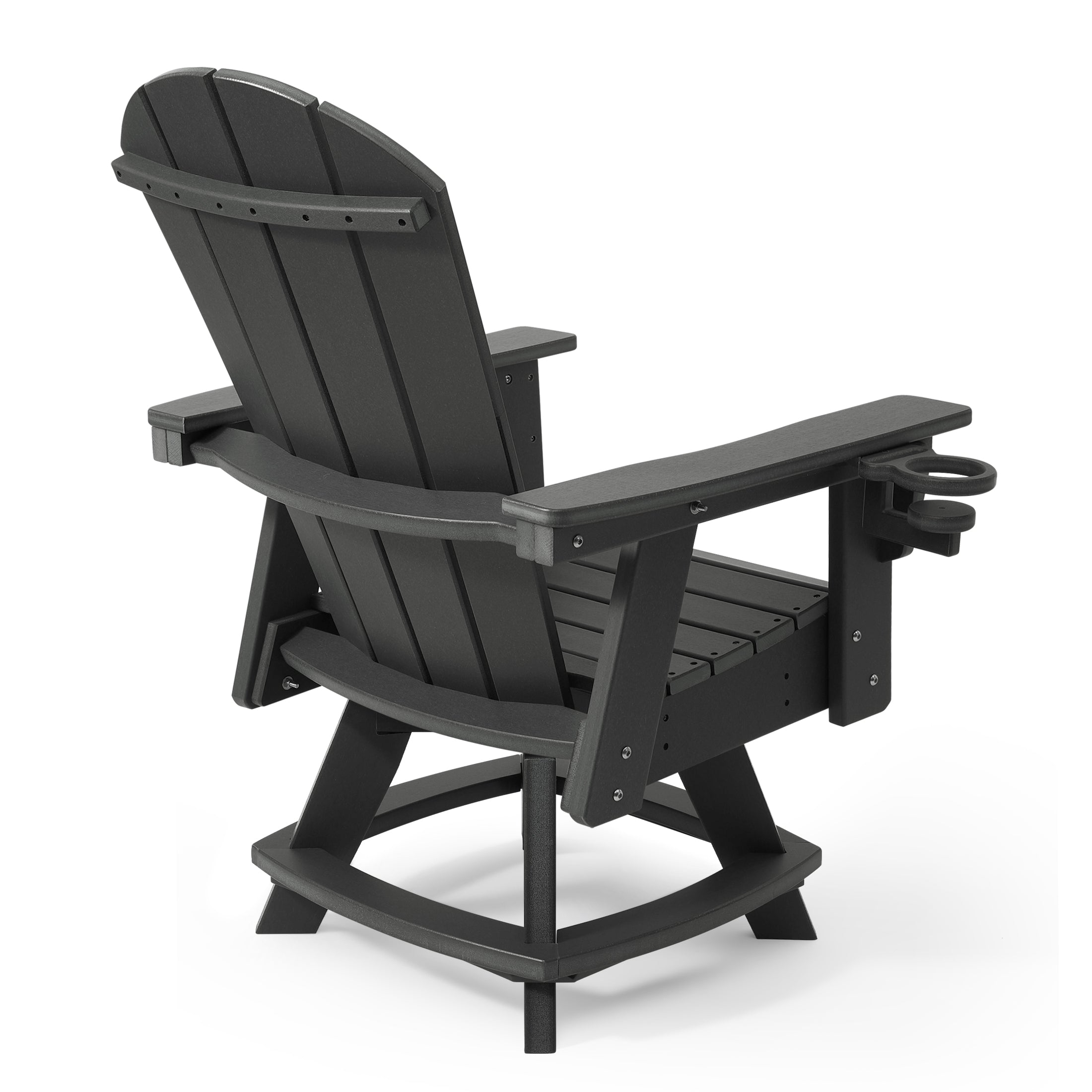Paradise Outdoor HDPE Swivel Adirondack Patio Dining Chair With Cup Holder