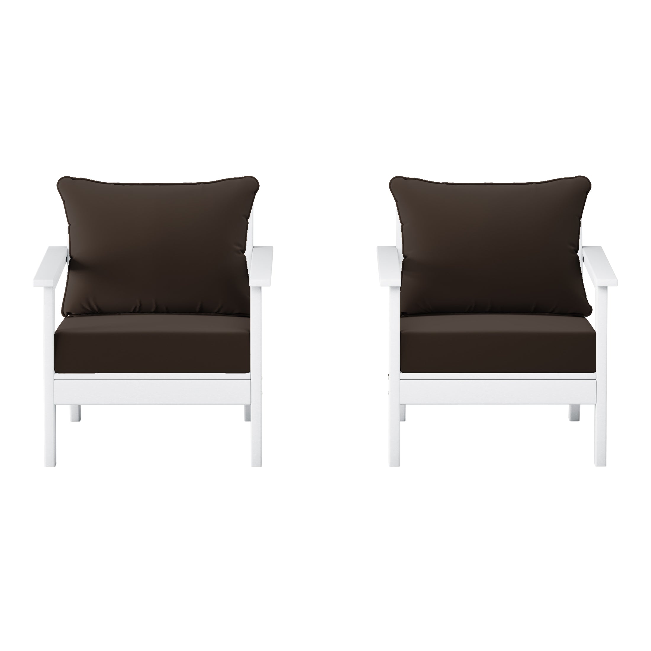 Portsmouth Outdoor Modern HDPE Patio Club Chairs with Deep Seat Cushions (Set of 2)