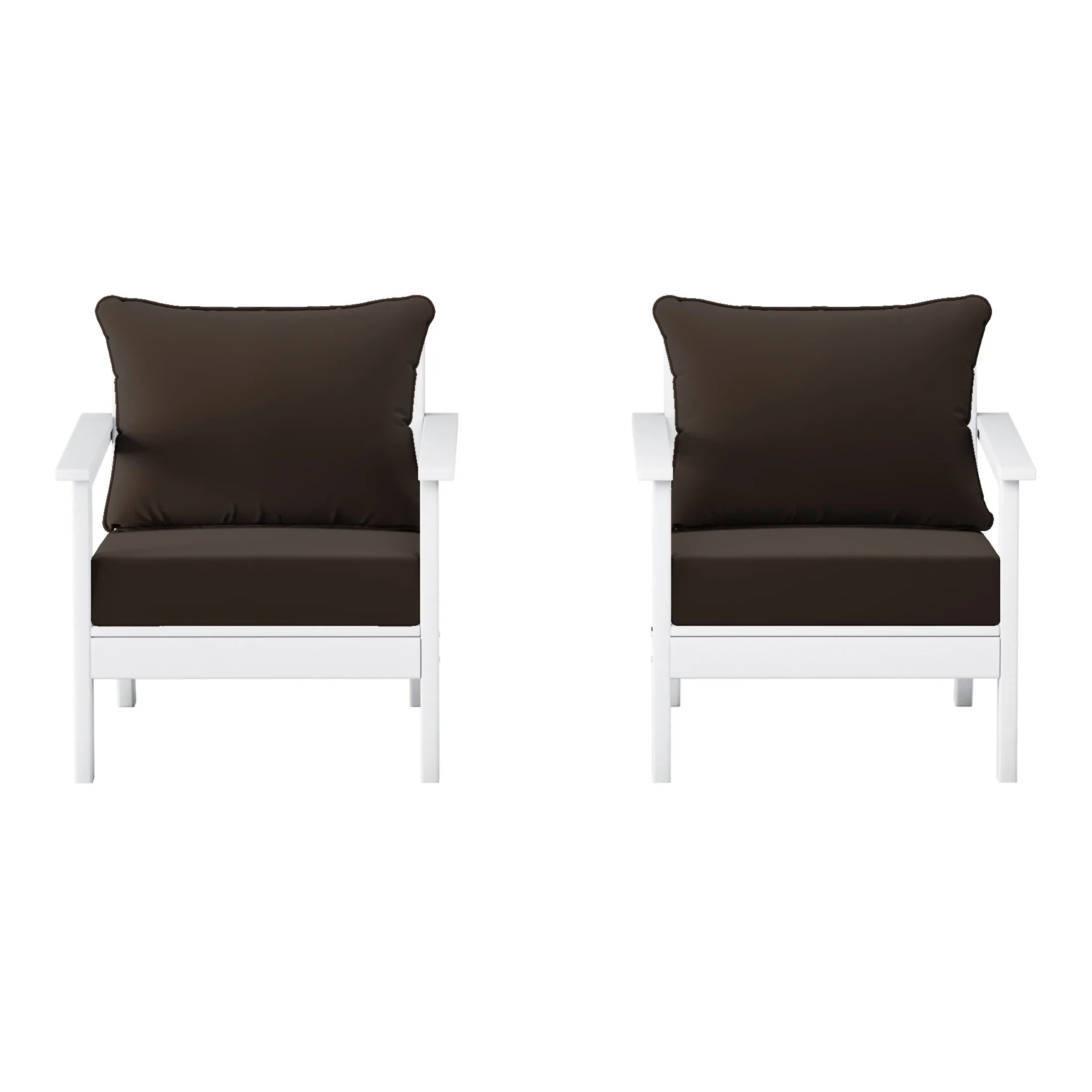 Portsmouth Outdoor Modern HDPE Patio Club Chairs with Deep Seat Cushions (Set of 2)