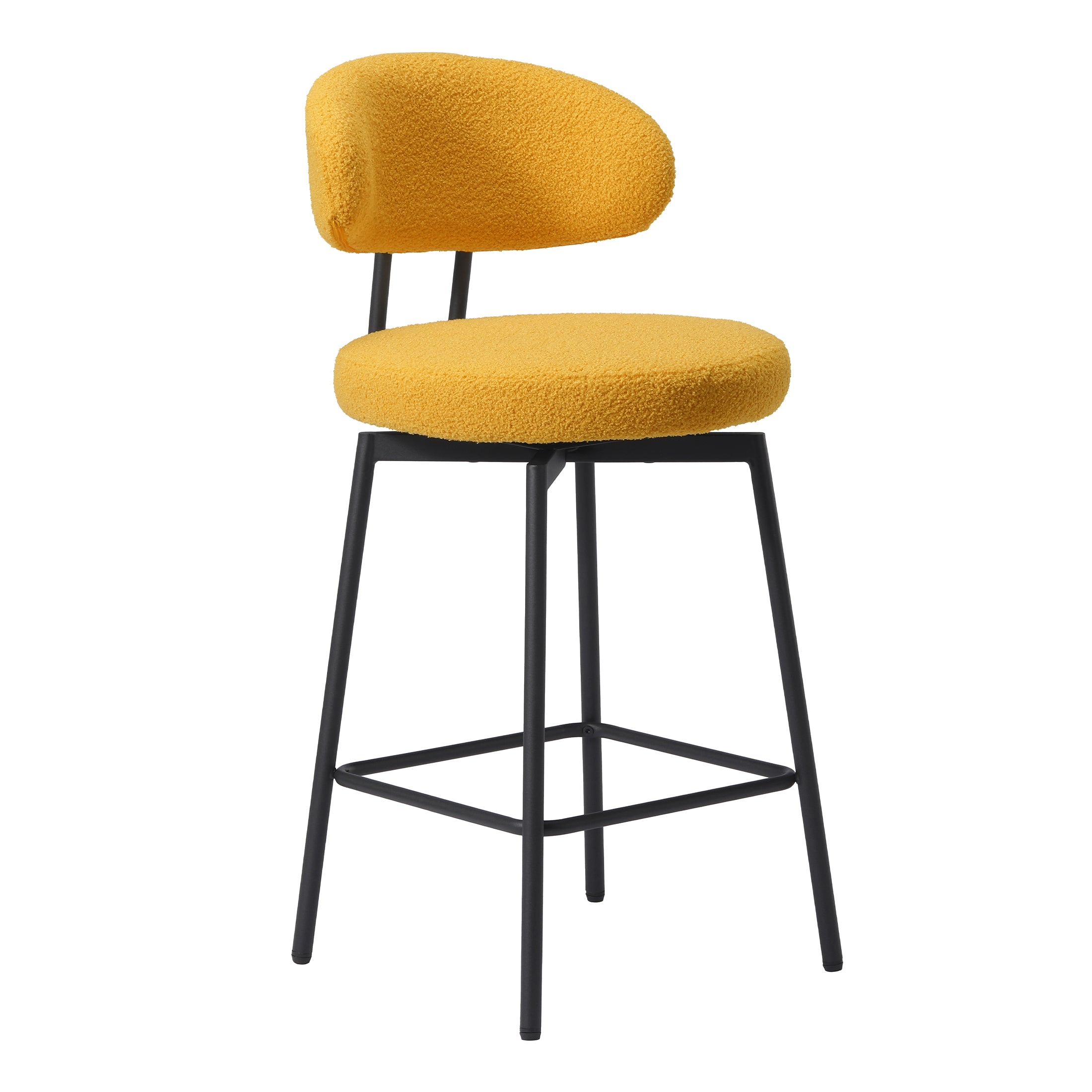 Celine Modern Upholstered Sherpa Fabric Counter Height Bar Stools with Back (Set of 2)