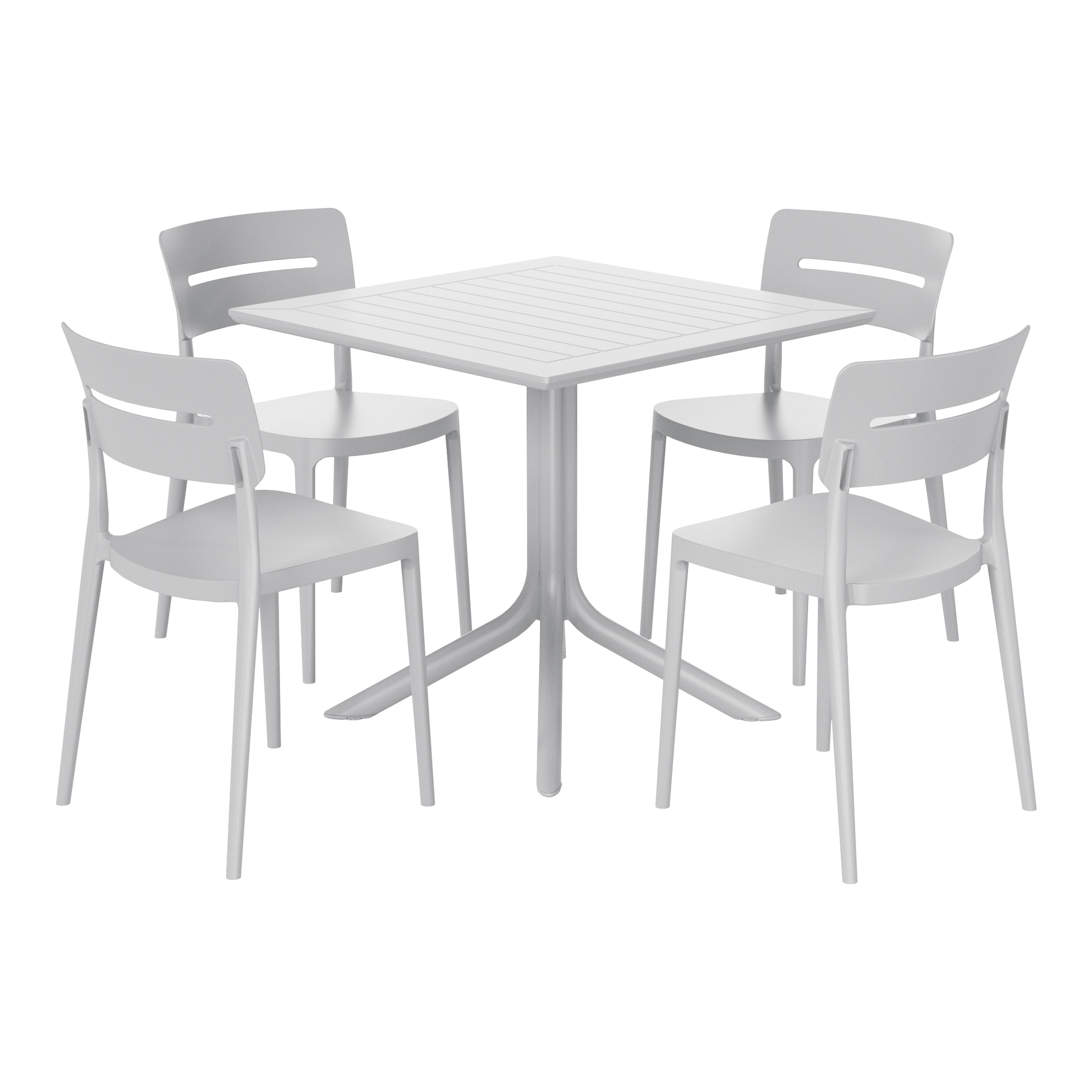 Sunshine Modern 5-Piece Resin Patio Dining Table Set with Stackable Patio Dining Chairs
