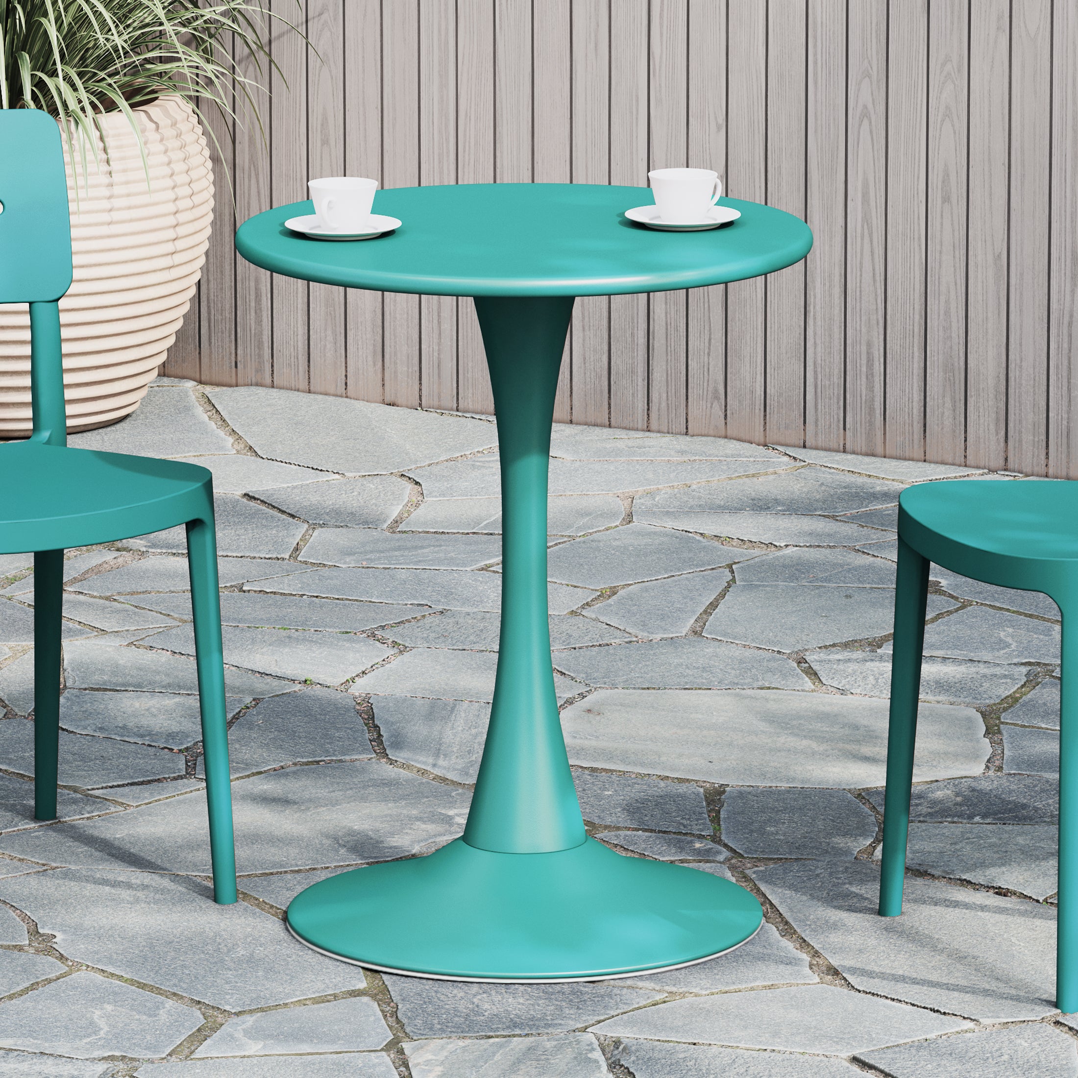 Sunshine 23.5" Round Outdoor Indoor Metal Cocktail Dining Table