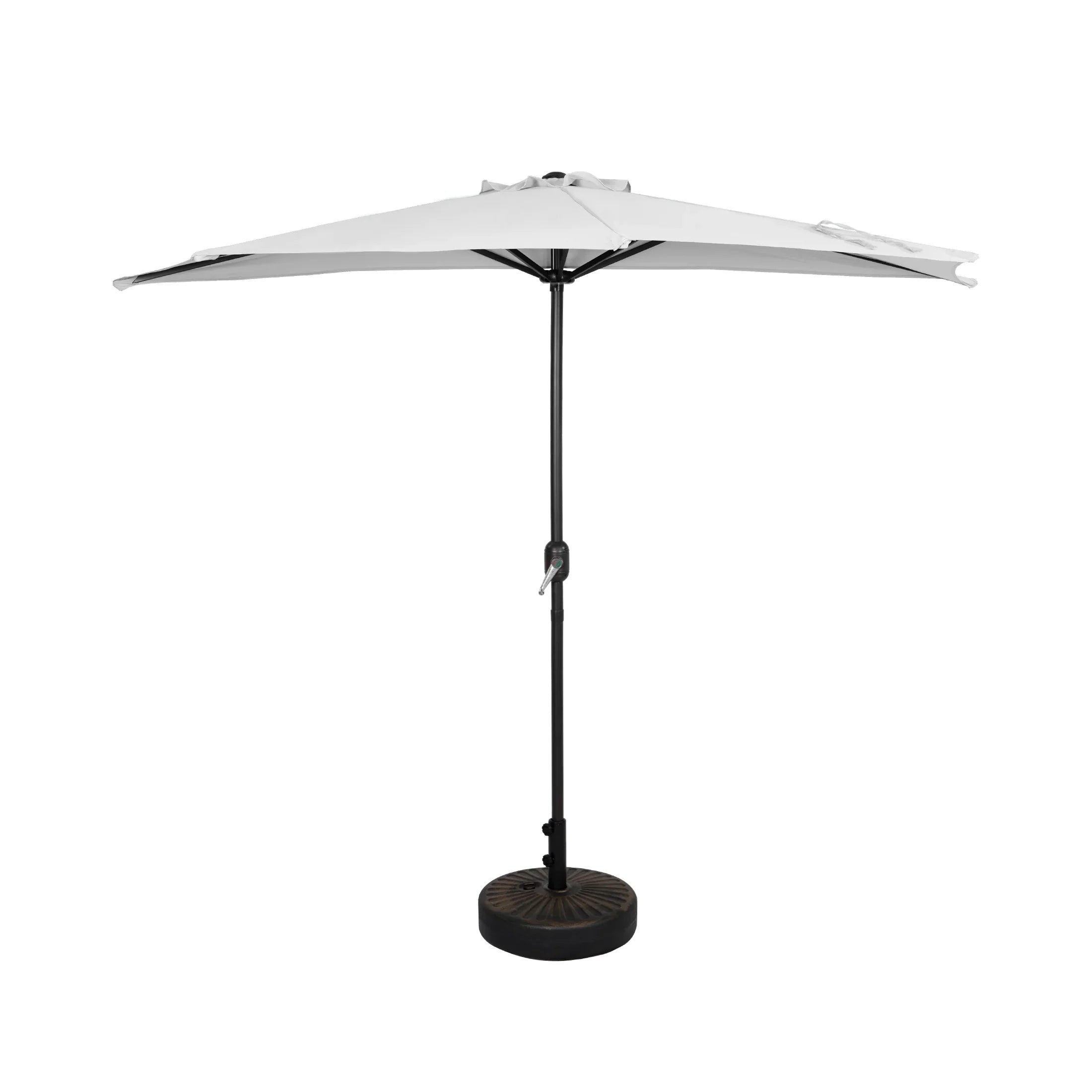 Easton 9 ft. Aluminum Half Market Crank Lift Patio Umbrella with Base