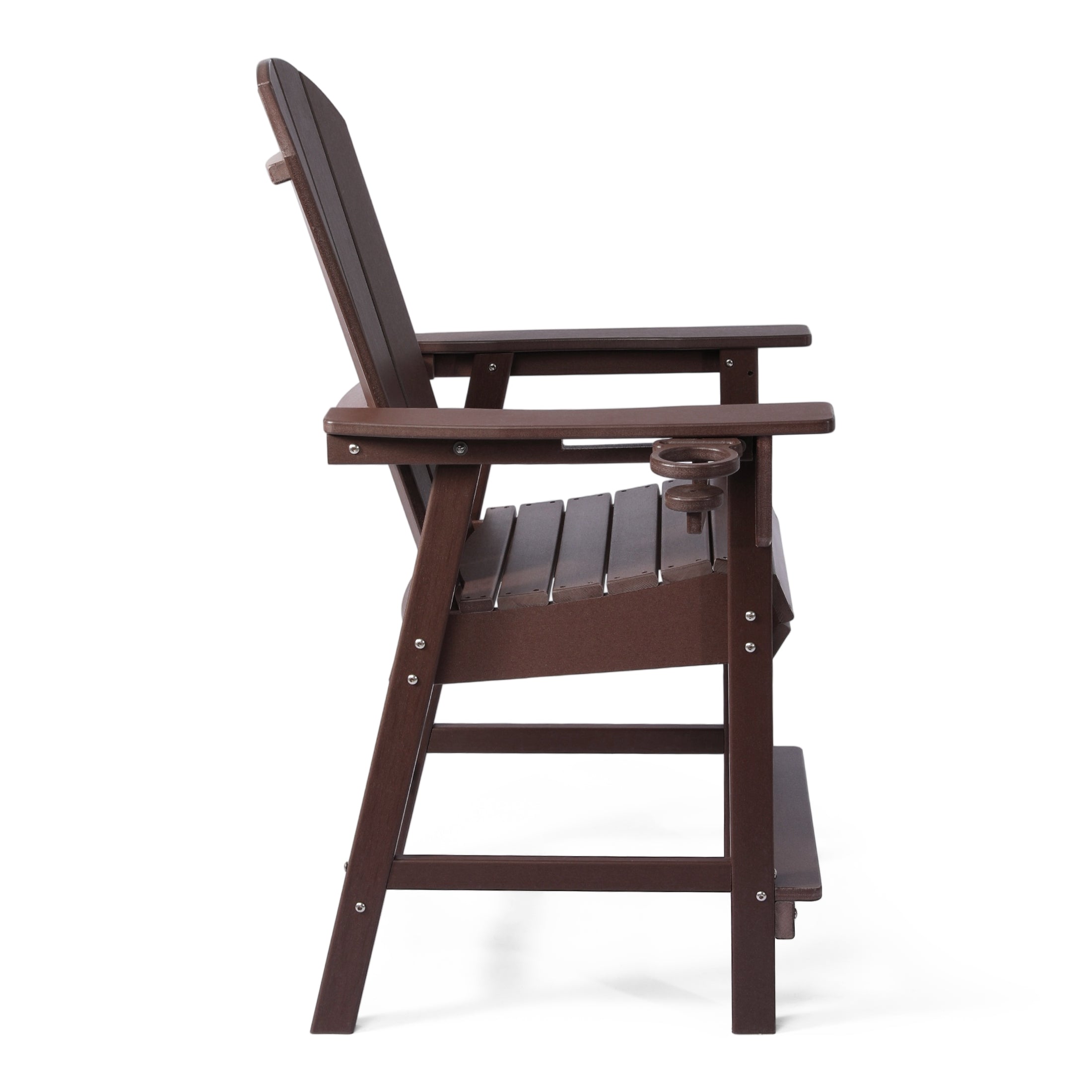 Paradise Outdoor HDPE Tall Adirondack Counter Height Bar Chair With Cup Holder