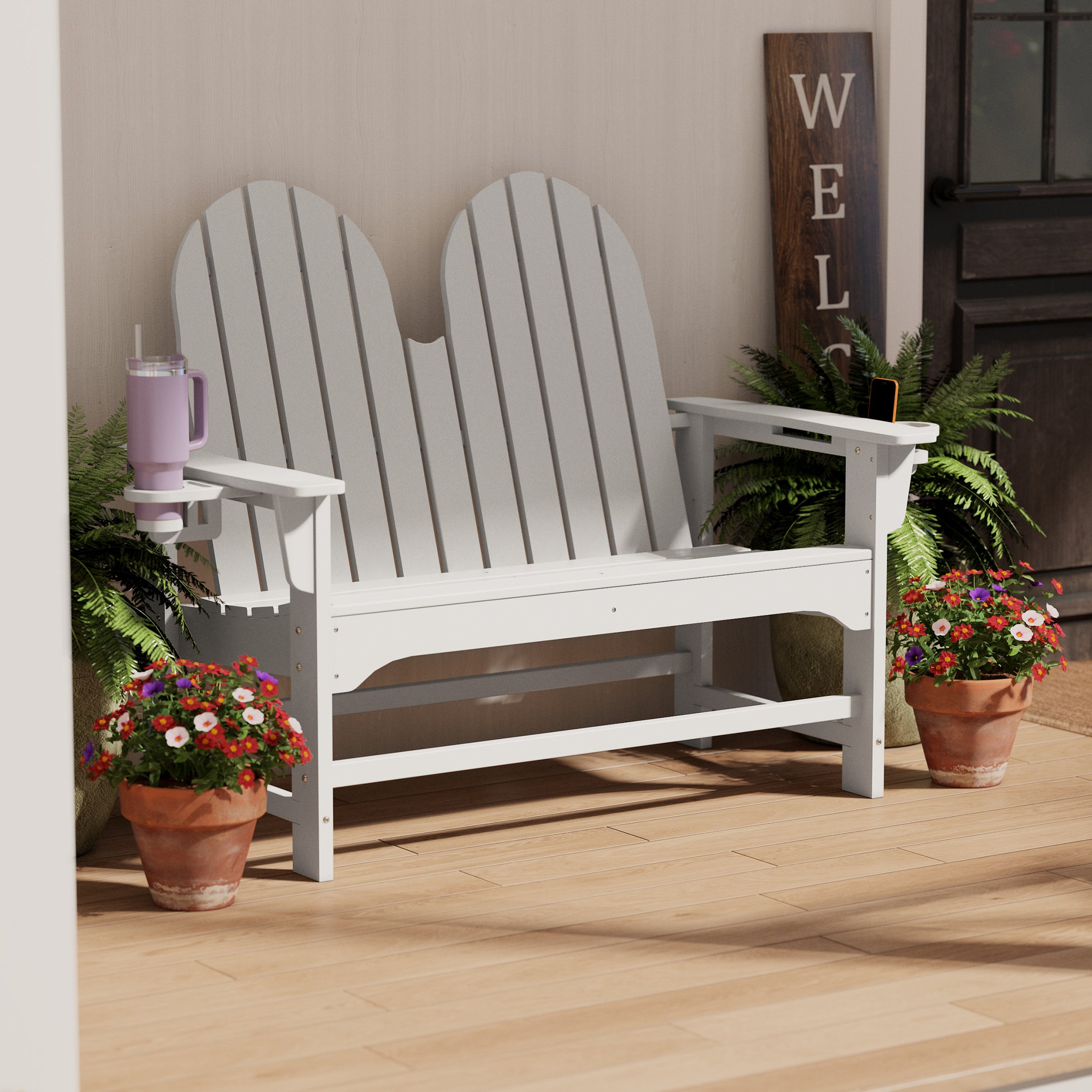 Savannah Outdoor Patio 49" HDPE Adirondack Garden Bench