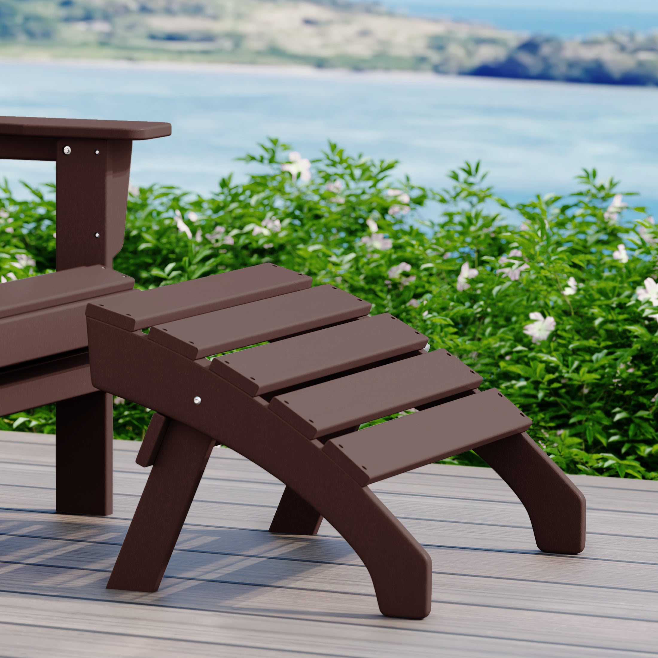 Portside Outdoor Patio HDPE Adirondack Ottoman Footrest