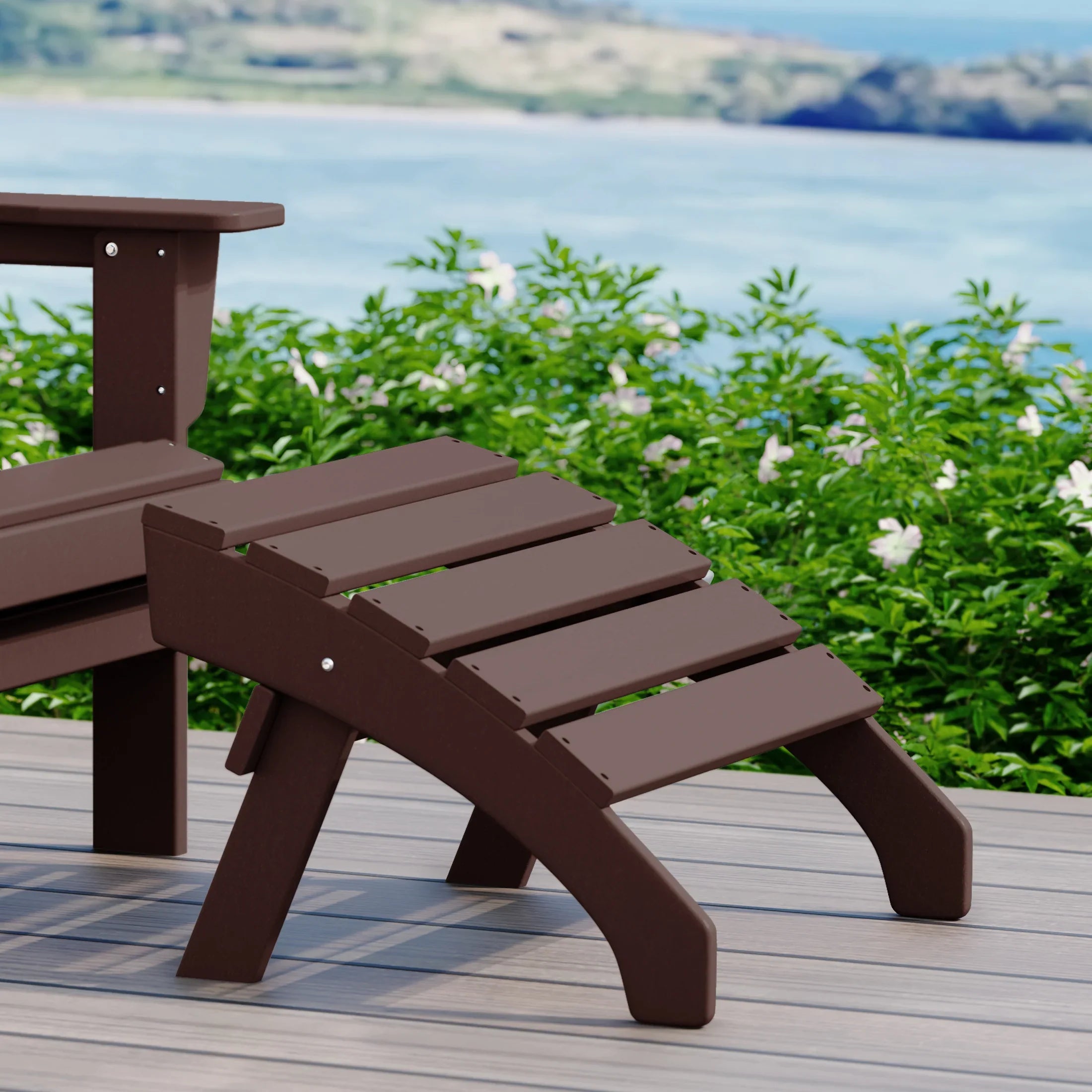 Portside Outdoor Patio HDPE Adirondack Ottoman Footrest