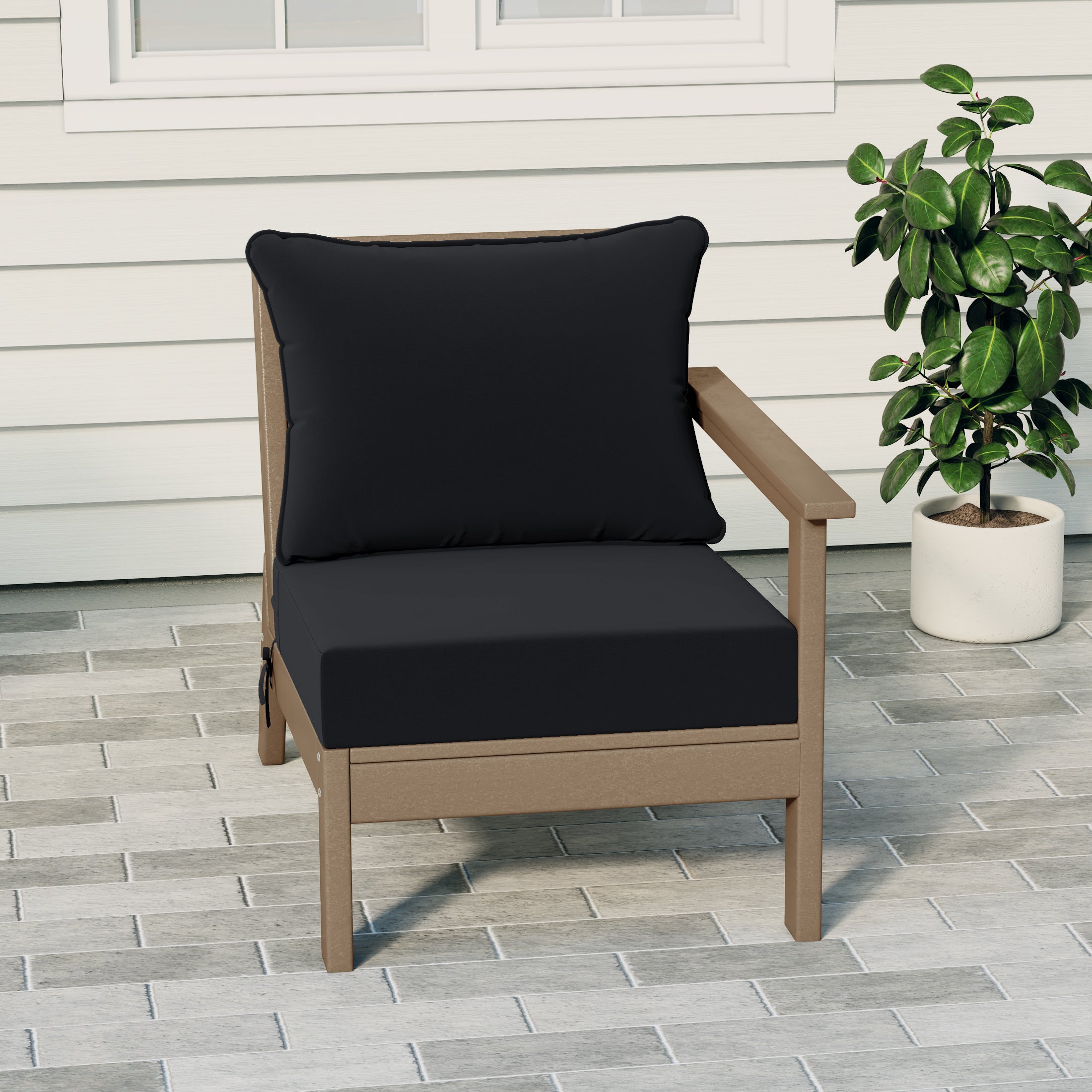 Portsmouth Outdoor Patio HDPE Right Arm Sectional Corner Club Chair with Patio Cushions