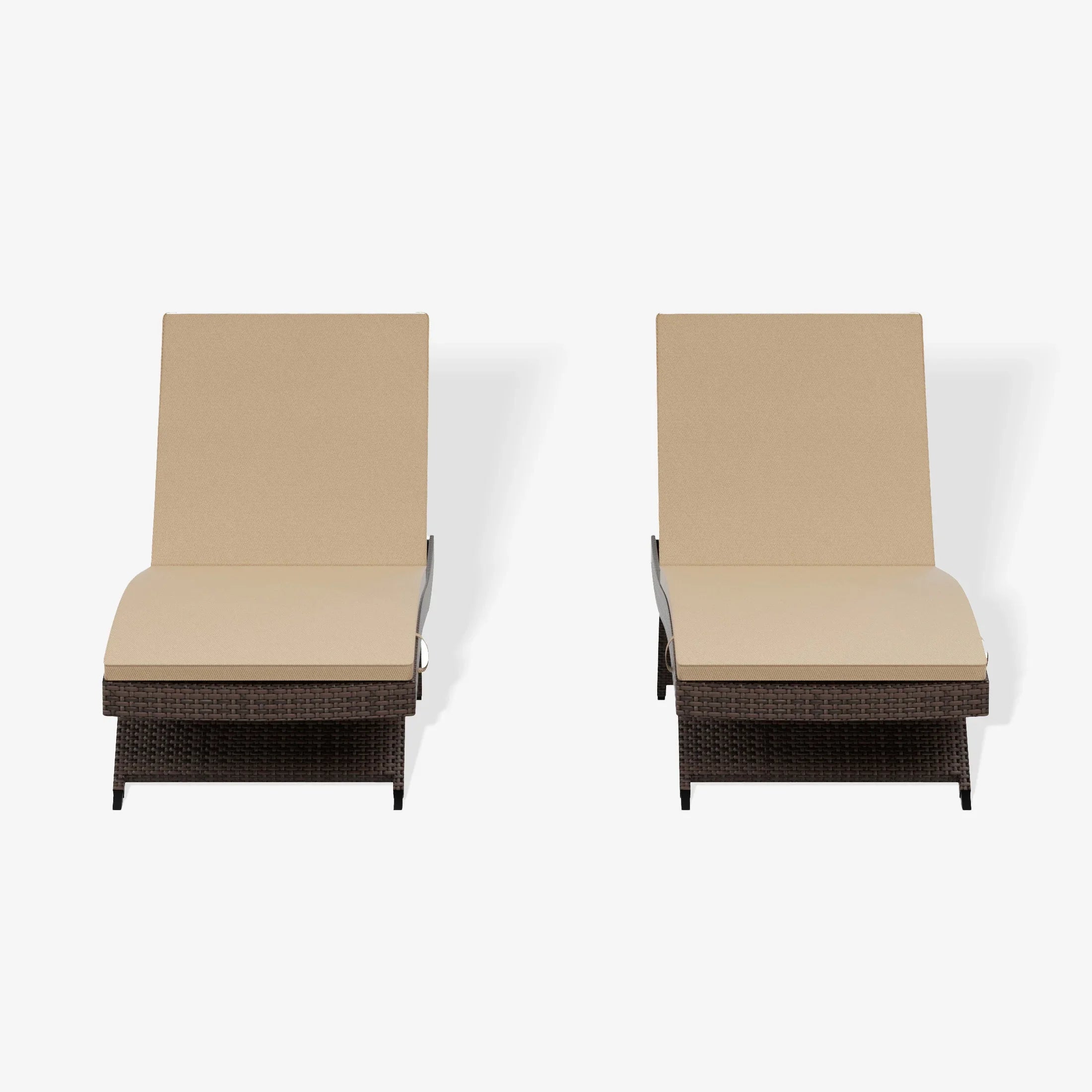 Bahama Brown Rattan Wicker Outdoor Patio Chaise Lounge with Cushion (Set of 2)