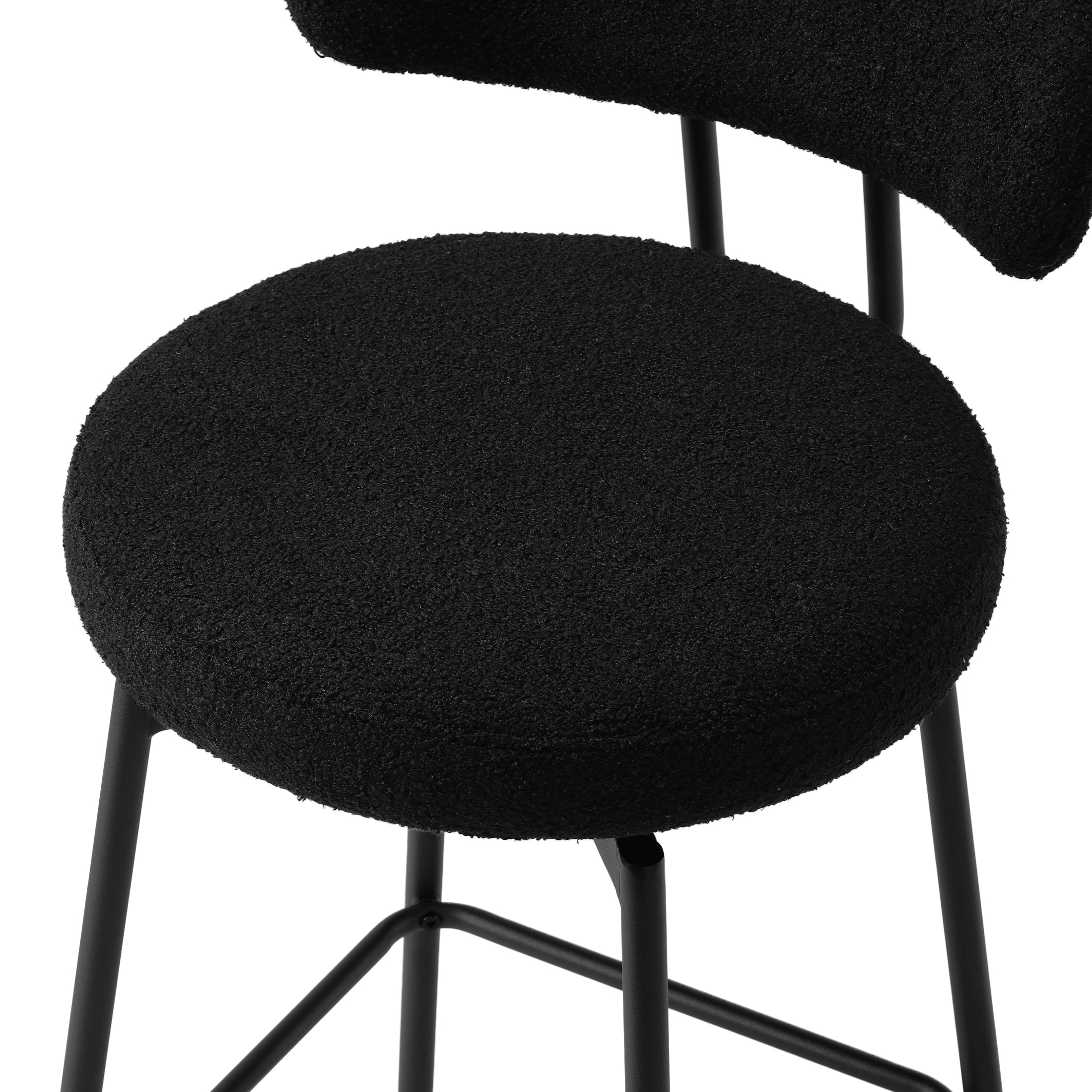 Celine Modern Upholstered Sherpa Fabric Counter Height Bar Stools with Back (Set of 2)