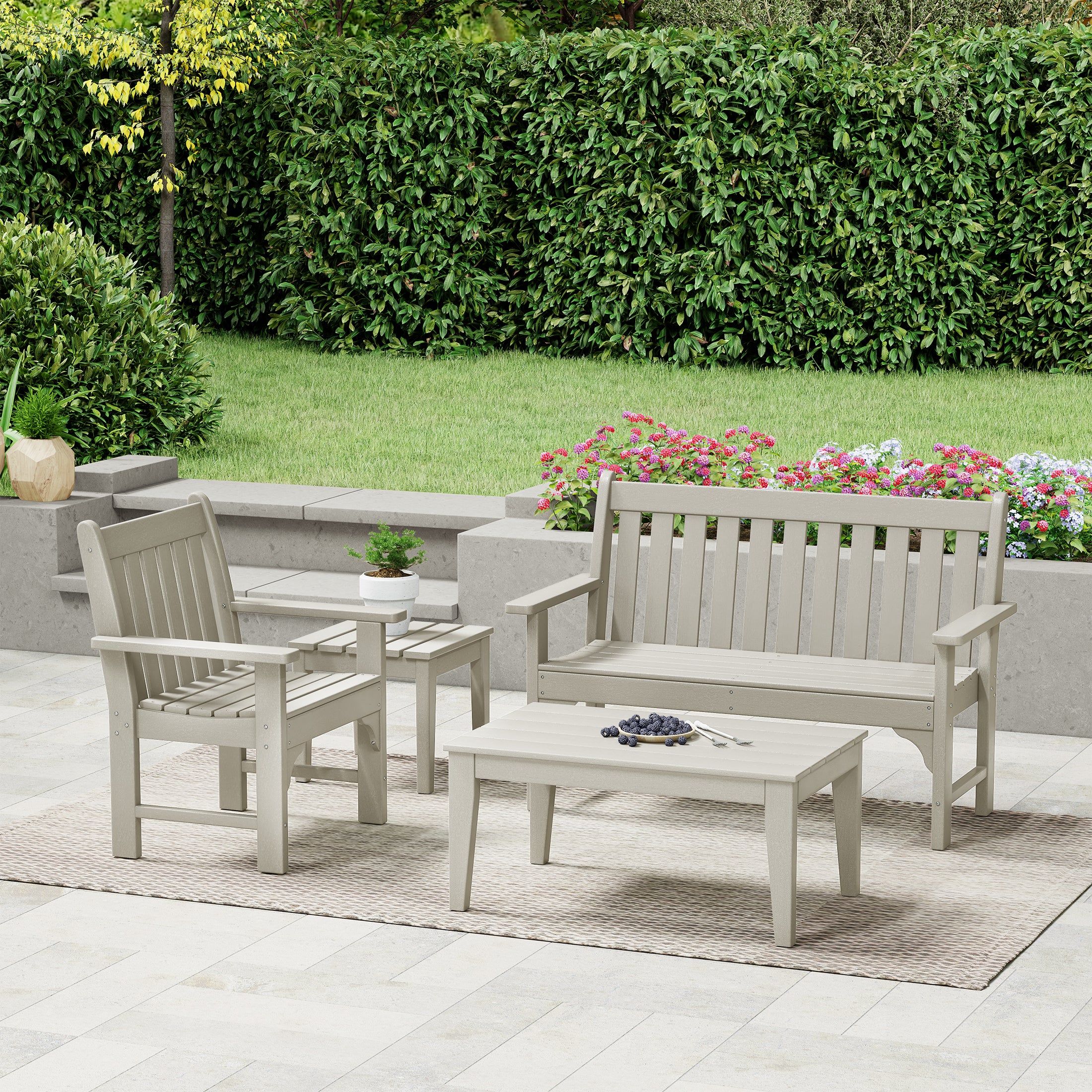 Paradise 4-Piece HDPE Outdoor Patio Furniture Couch Set