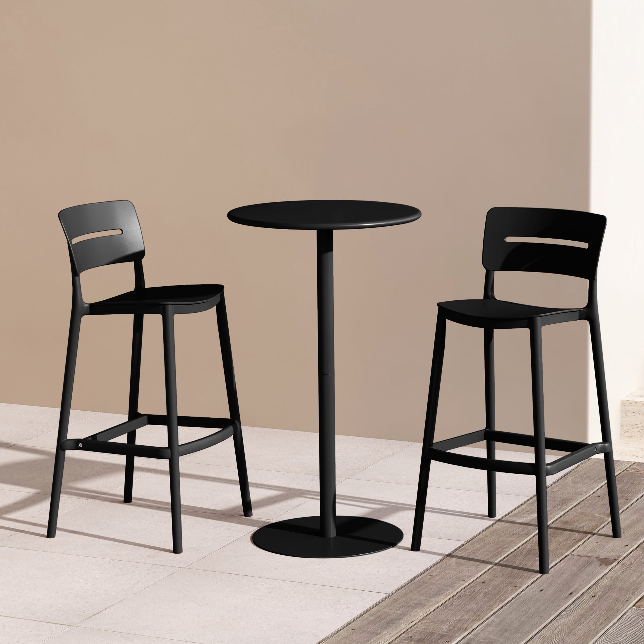 Sunshine 3-Piece Outdoor Adjustable Round Bar Height Patio Table Dining Set