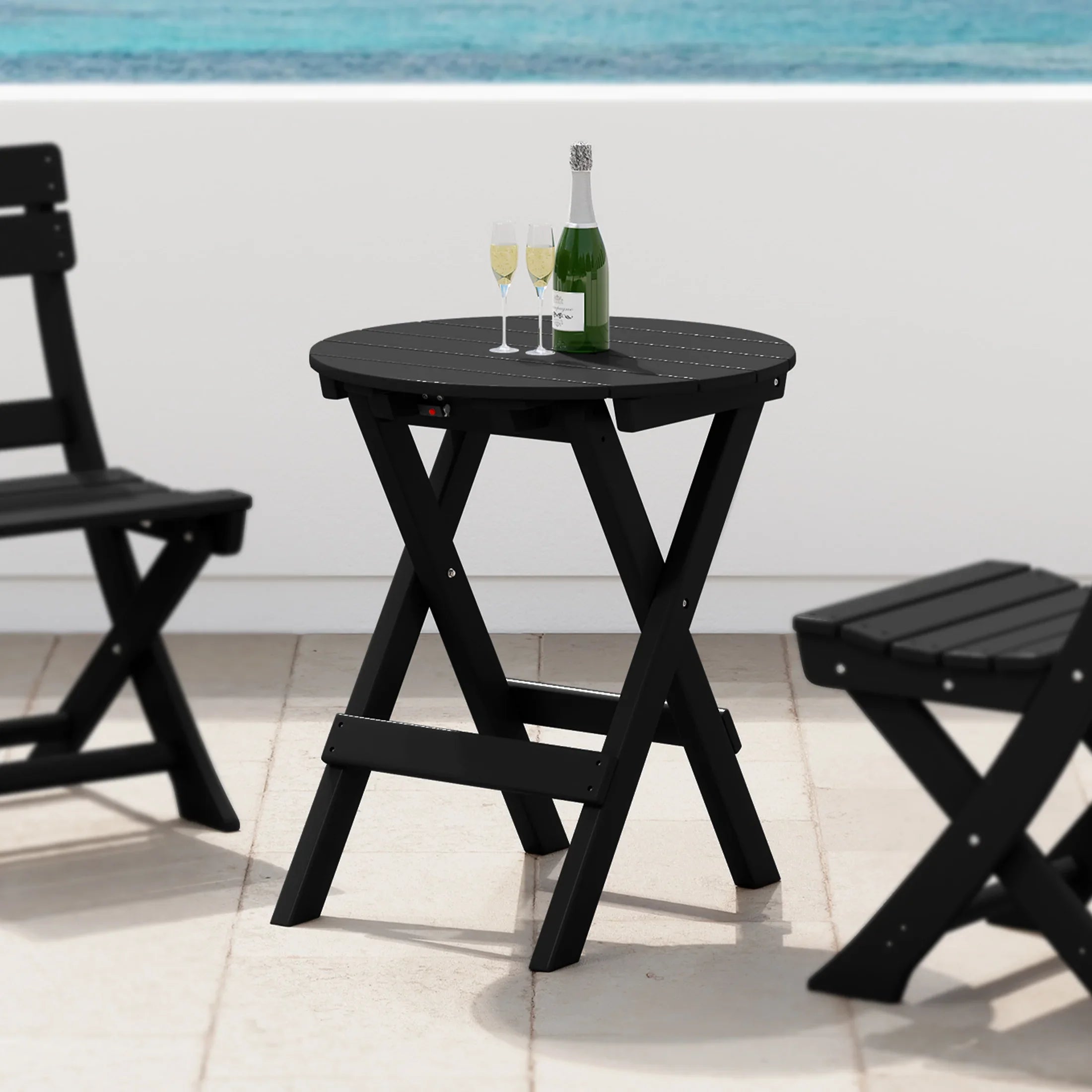 Paradise HDPE Outdoor 24.5 Inch Round Portable Folding Patio Dining Table