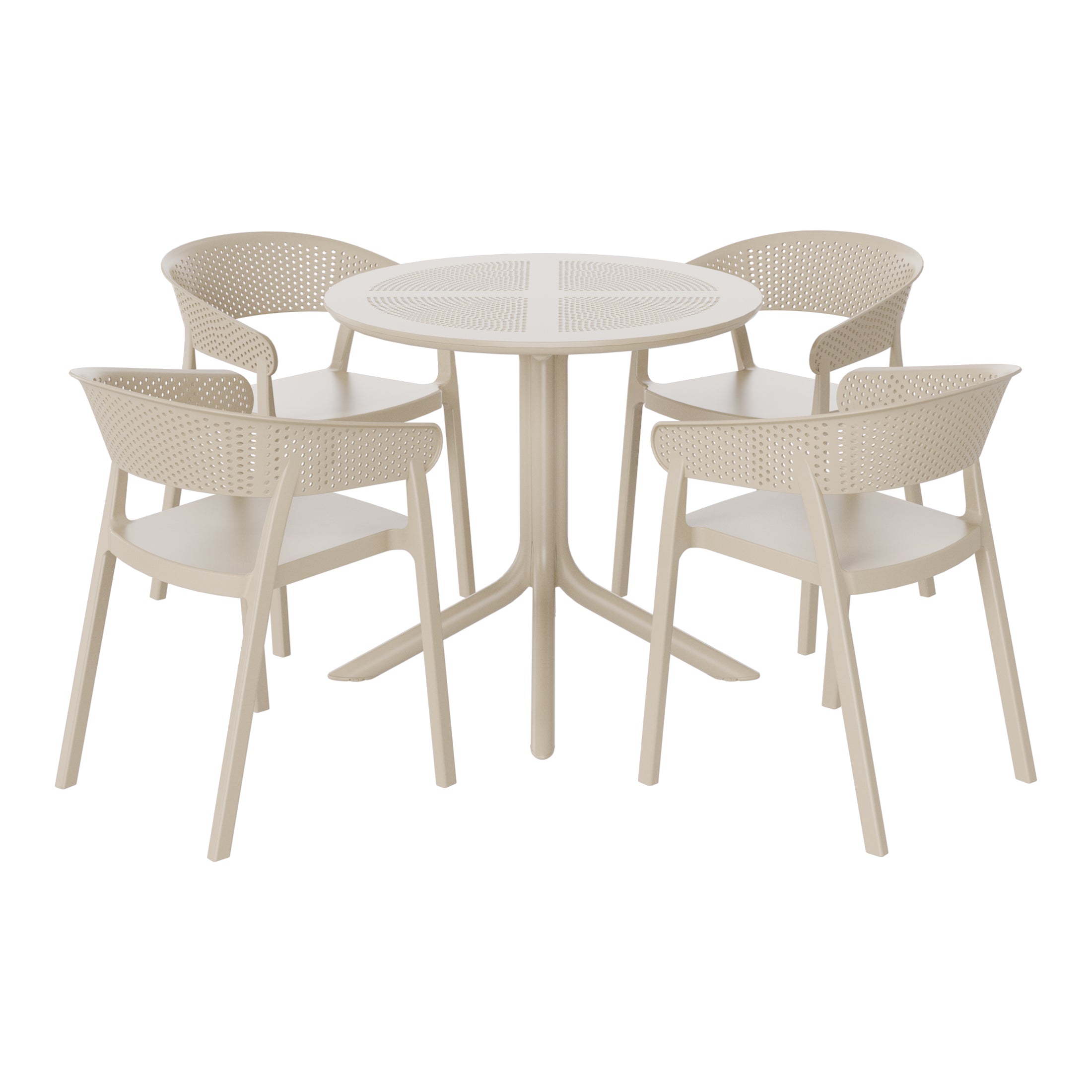 Sunshine 5-Piece Modern Patio Round Dining Table Set with Stackable Patio Dining Chairs