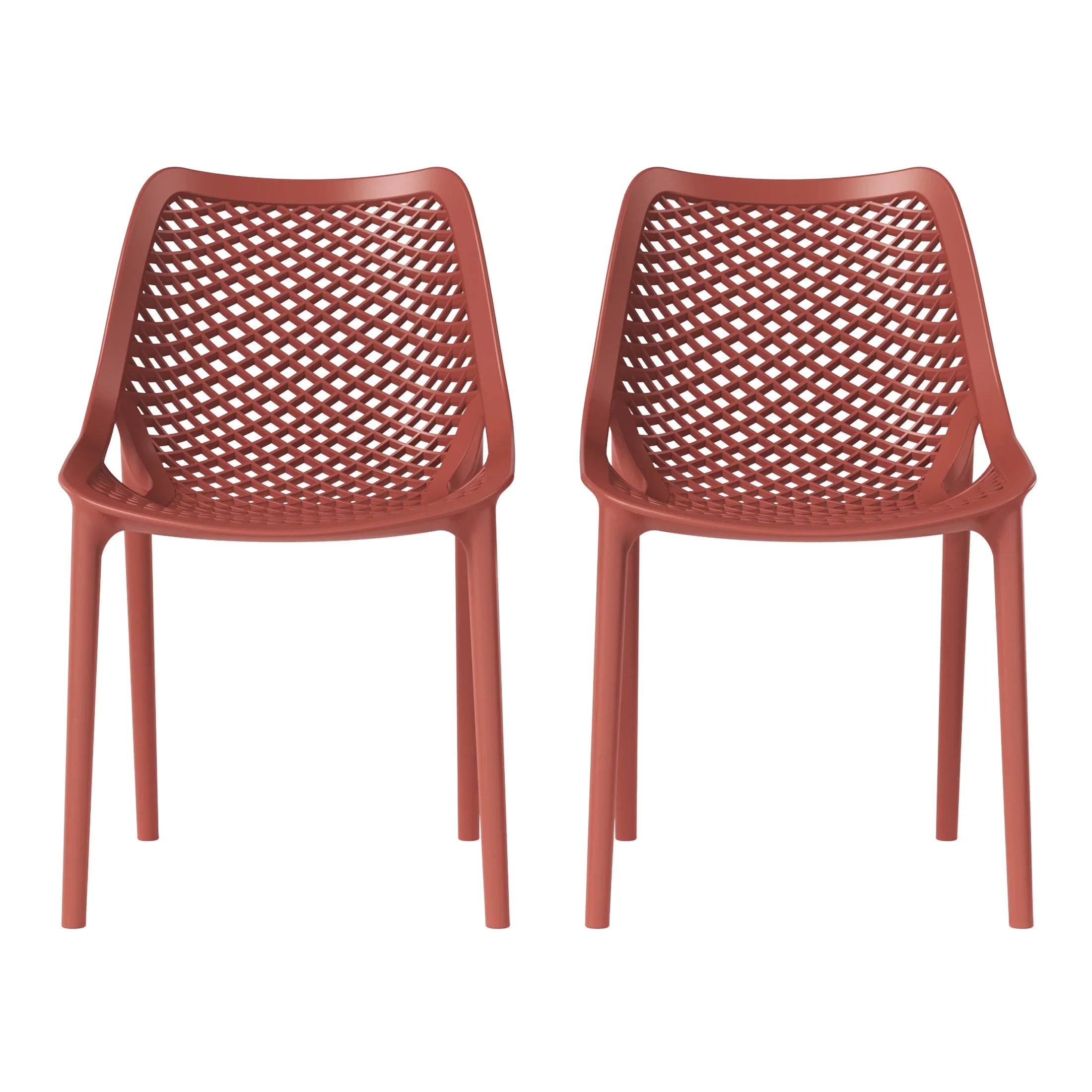 Sunshine Outdoor Stackable Modern Plastic Dining Chairs (Set of 2)