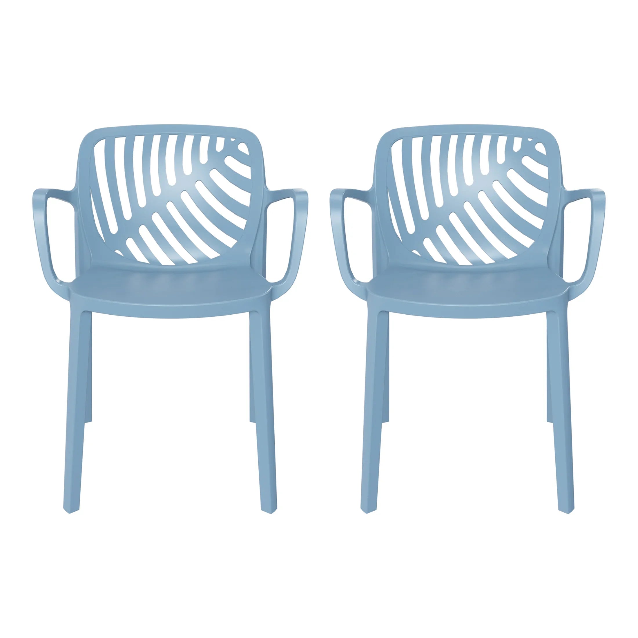 Sunshine Outdoor Modern Stackable Patio Dining Armchairs (Set of 2)