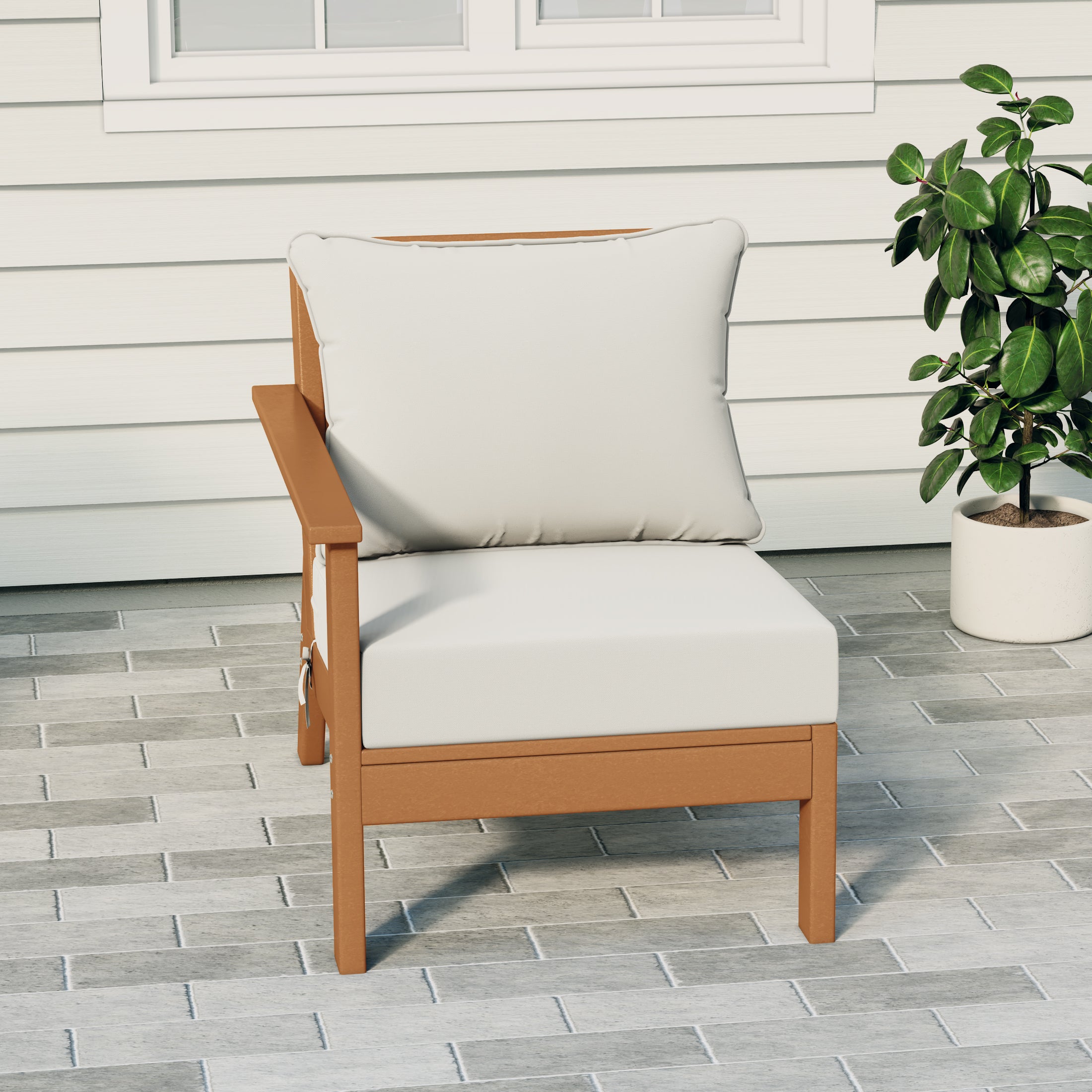 Portsmouth Outdoor Patio HDPE Left Arm Sectional Corner Club Chair with Patio Cushions