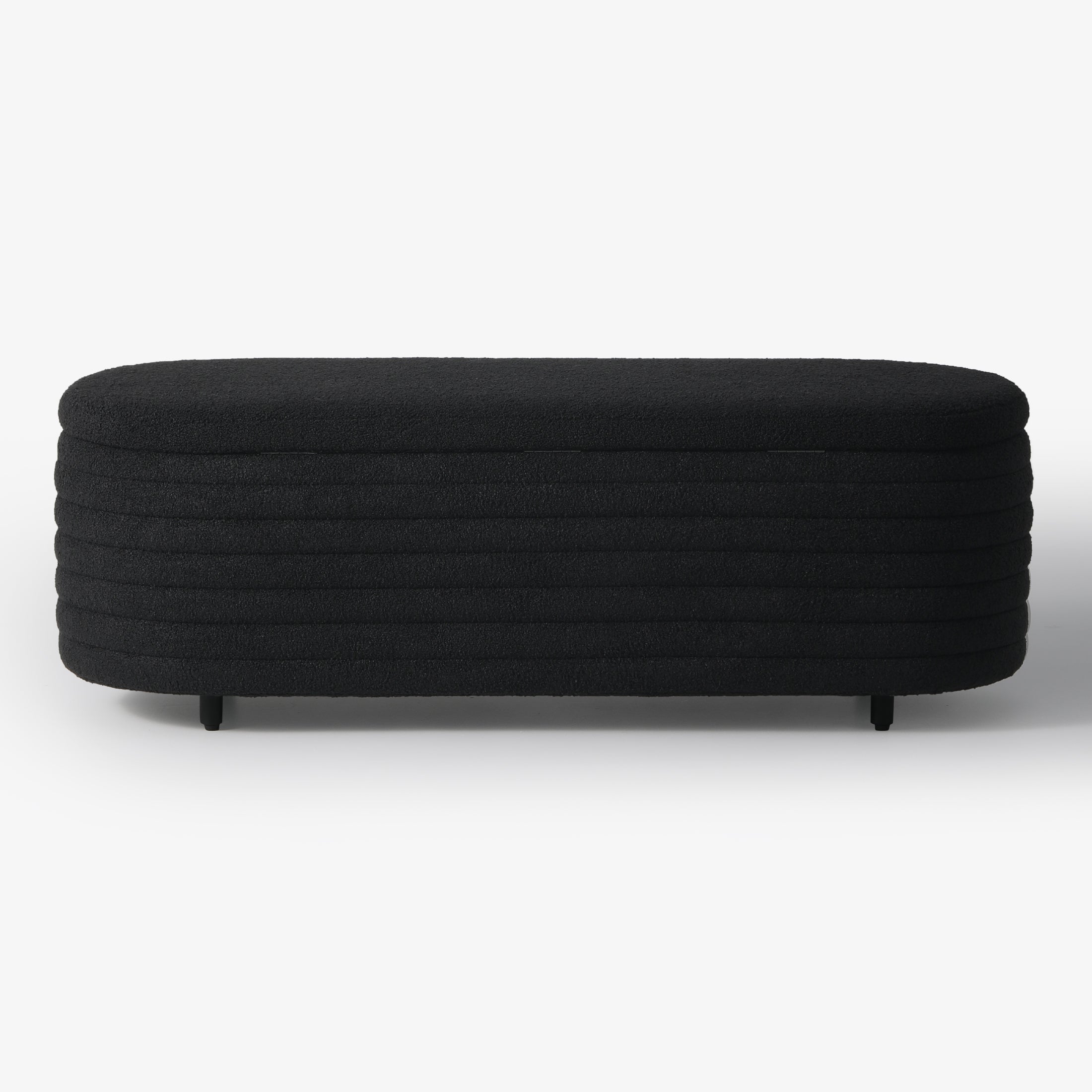Celine 54" Wide Mid-Century Modern Upholstered Teddy Sherpa Tufted Oval Storage Ottoman Bench