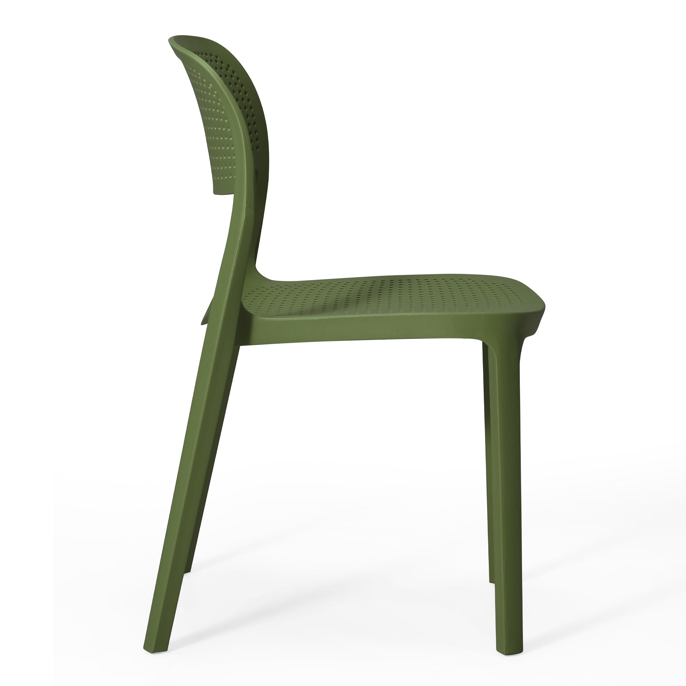 Sunshine 3-Piece Round Metal Bistro Dining Table Set And Stackable Resin Patio Dining Side Chairs