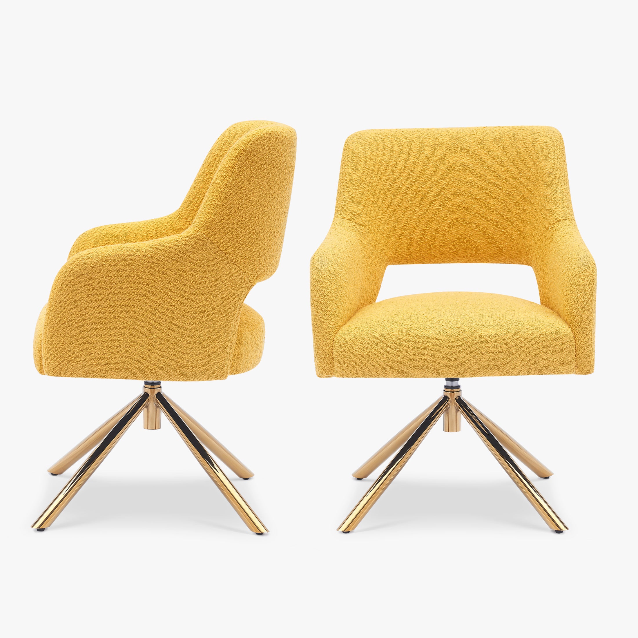 Amélie Mid-Century Modern Wide Boucle Swivel Accent Arm Chair (Set of 2)