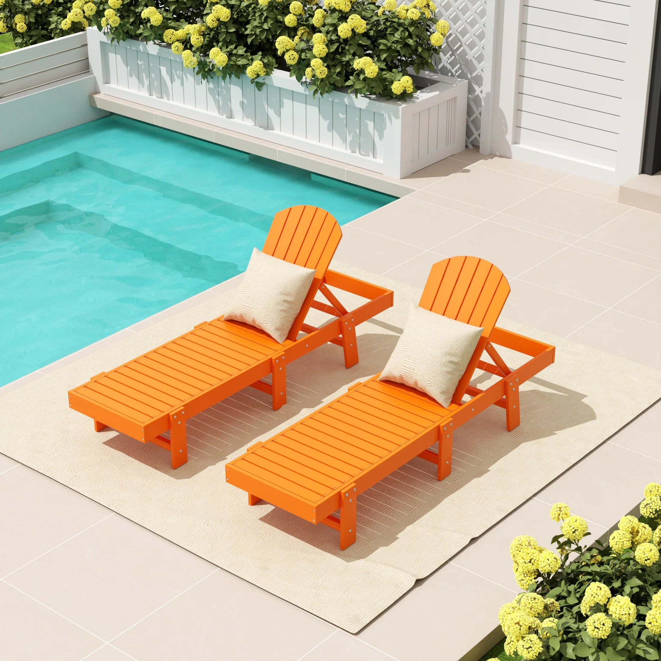 Portside Classic Adirondack Poly Reclining Chaise Lounge