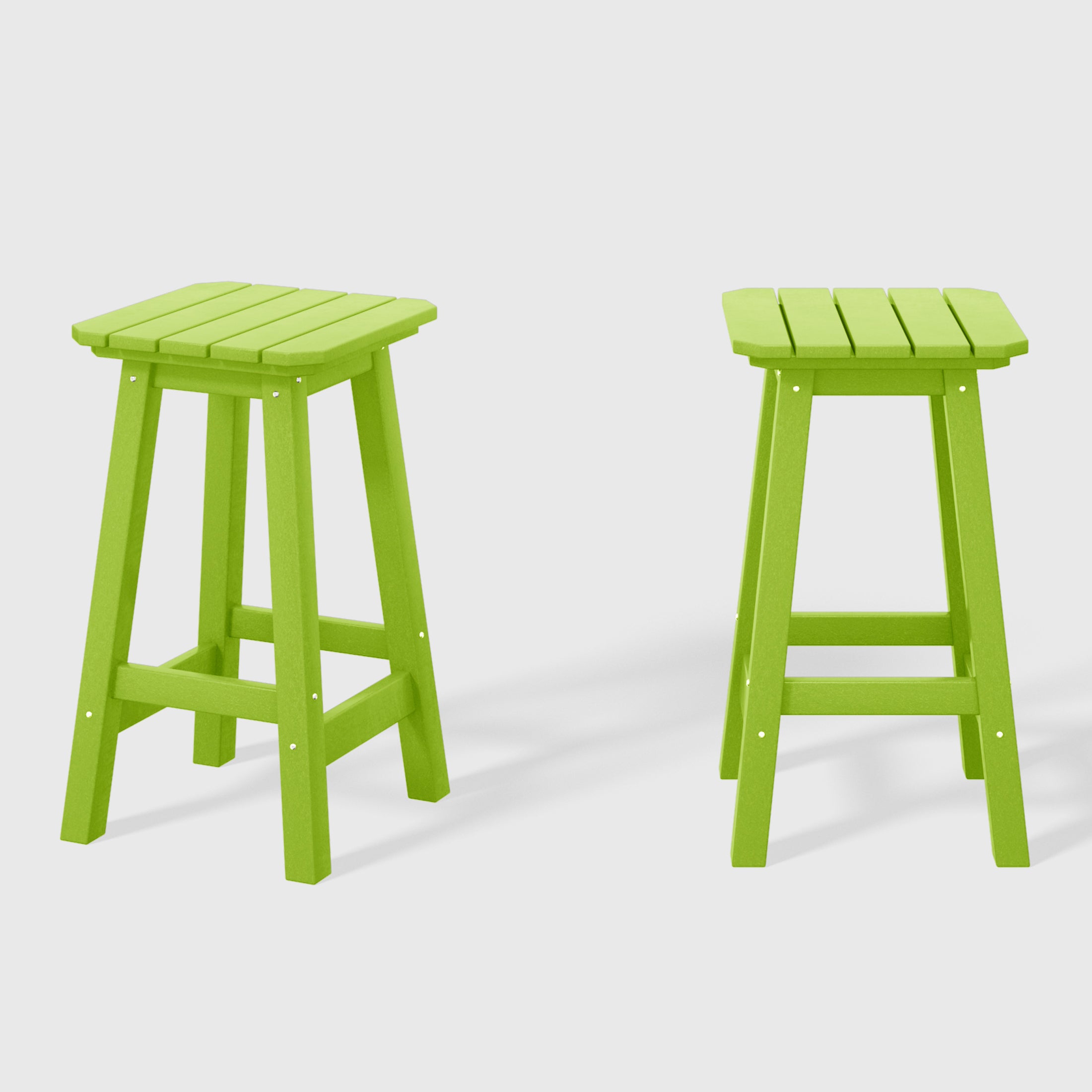 Paradise 24" HDPE Outdoor Patio Counter High Backless Square Bar Stools Set of 2