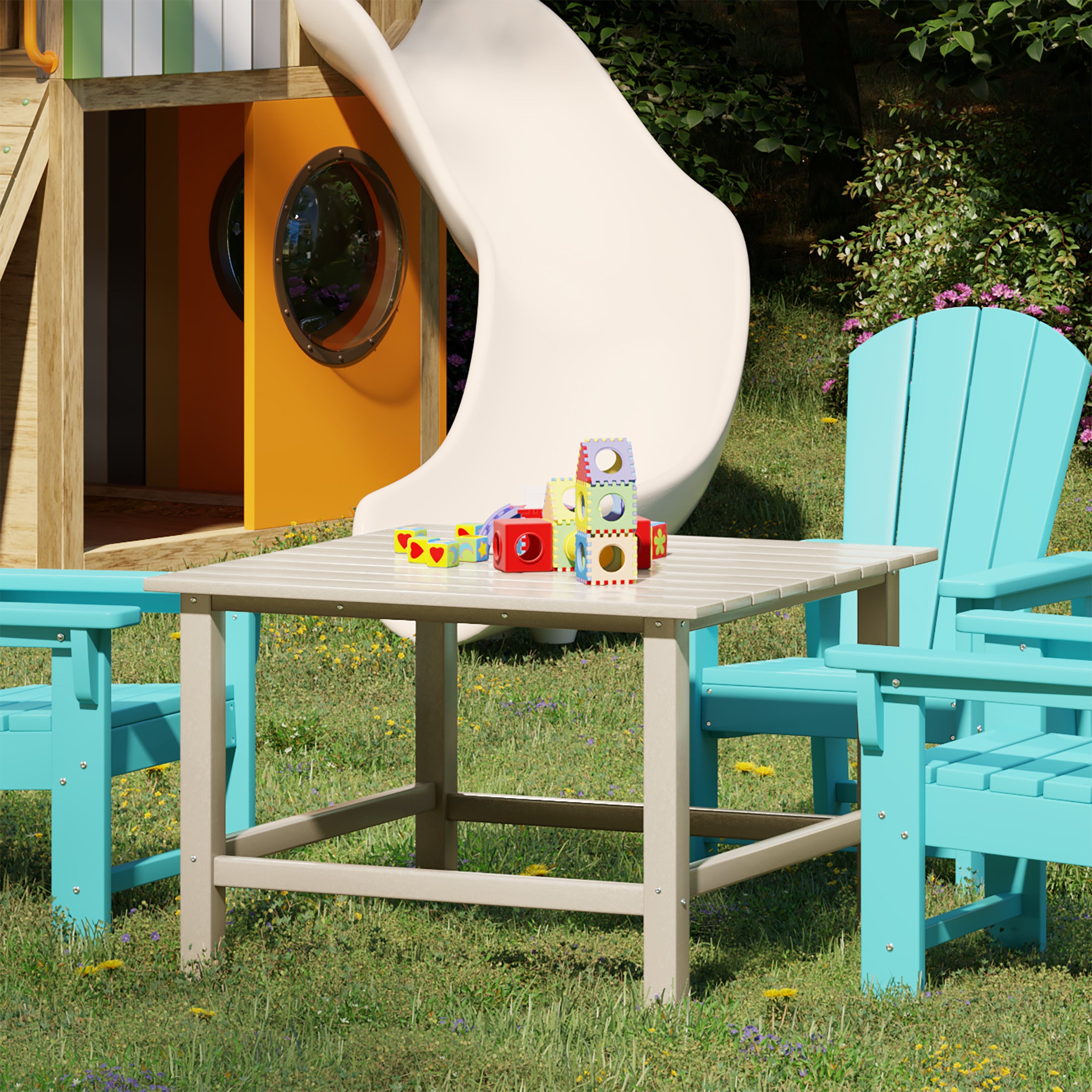 Paradise Kids Outdoor Patio Furniture HDPE 30" Wide Square Dining Table