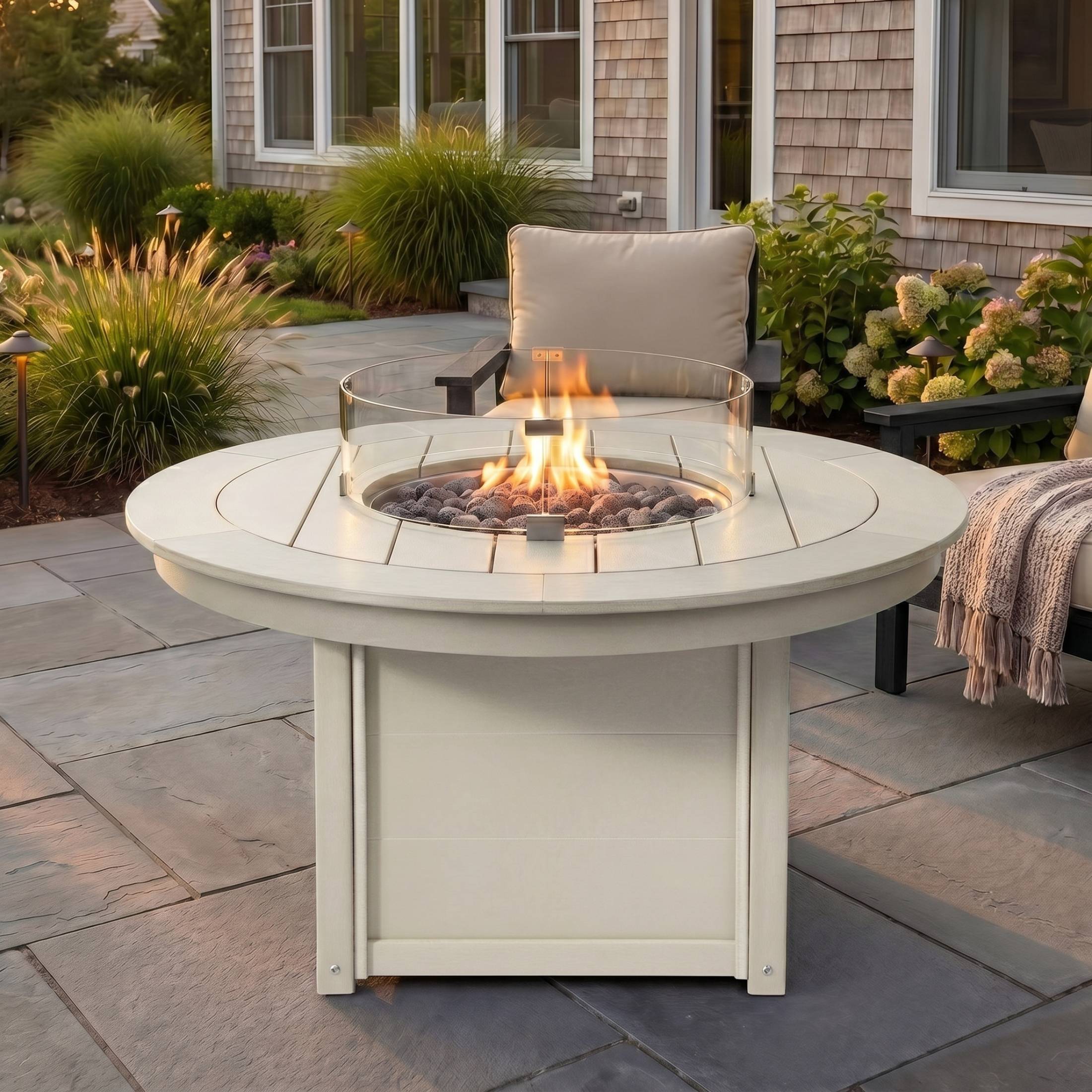 Sol 47" Modern Outdoor 55,000 BTU Patio Propane Round Fire Pit Table