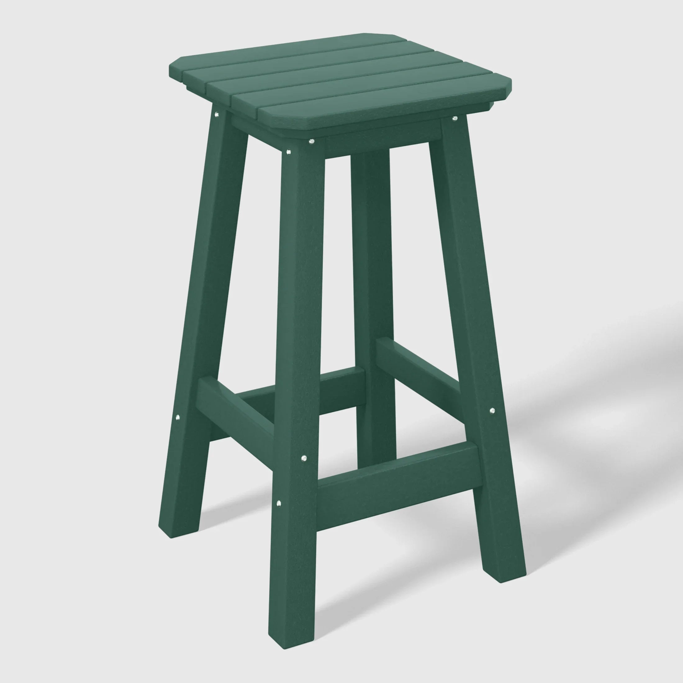 Paradise 24" HDPE Outdoor Patio Counter High Backless Square Bar Stools Set of Three