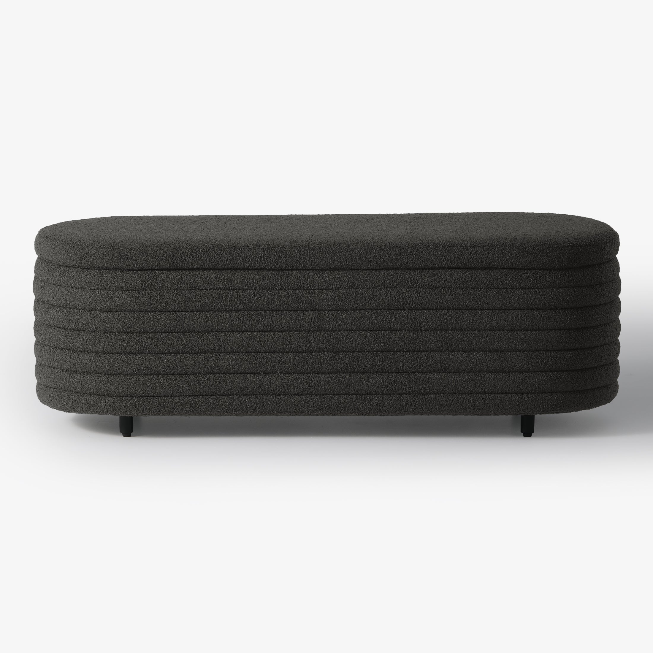 Celine 54" Wide Mid-Century Modern Upholstered Teddy Sherpa Tufted Oval Storage Ottoman Bench