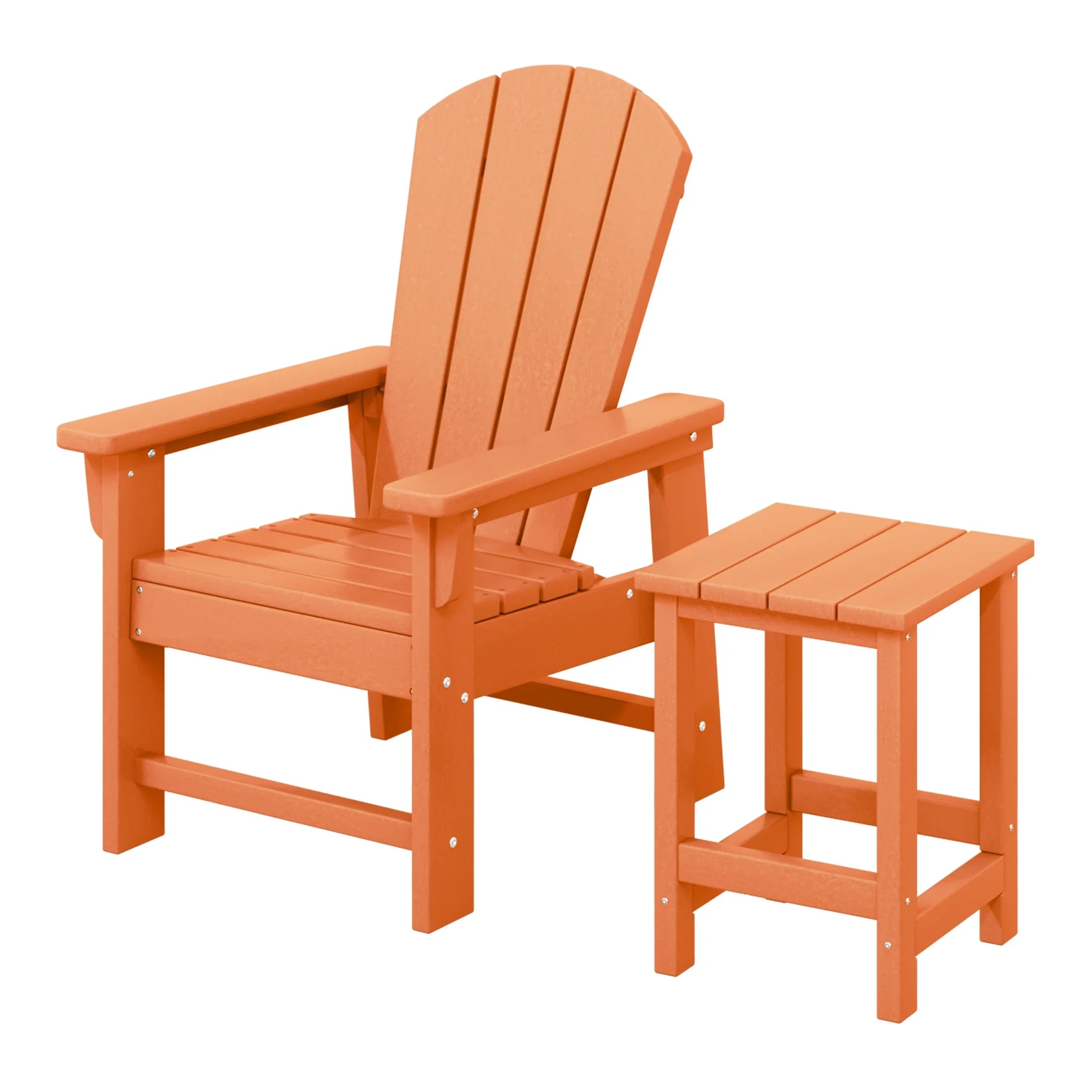 Paradise 2-Piece Kids Outdoor HDPE Adirondack Chair With Square Side Table Set