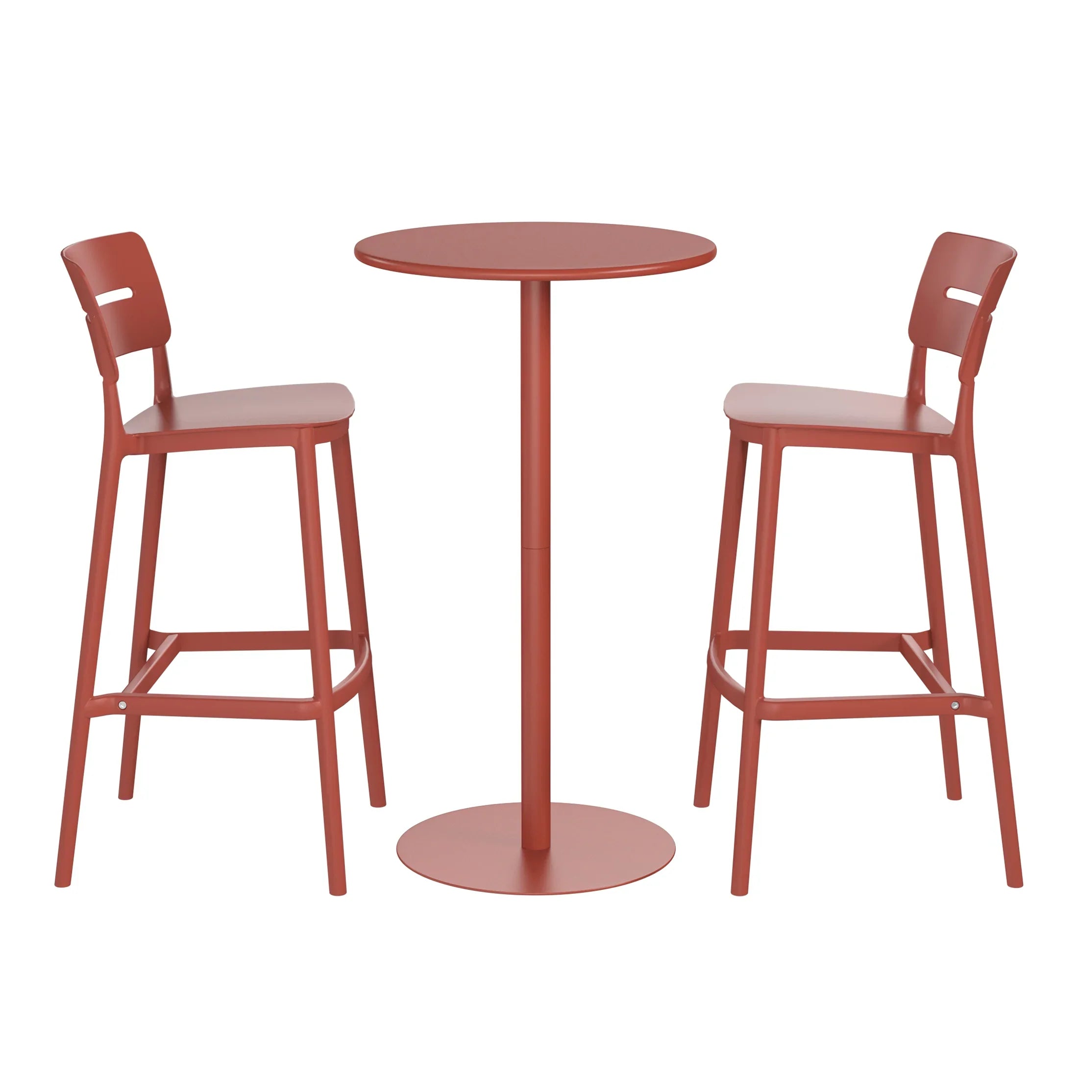 Sunshine 3-Piece Outdoor Adjustable Round Bar Height Patio Table Dining Set