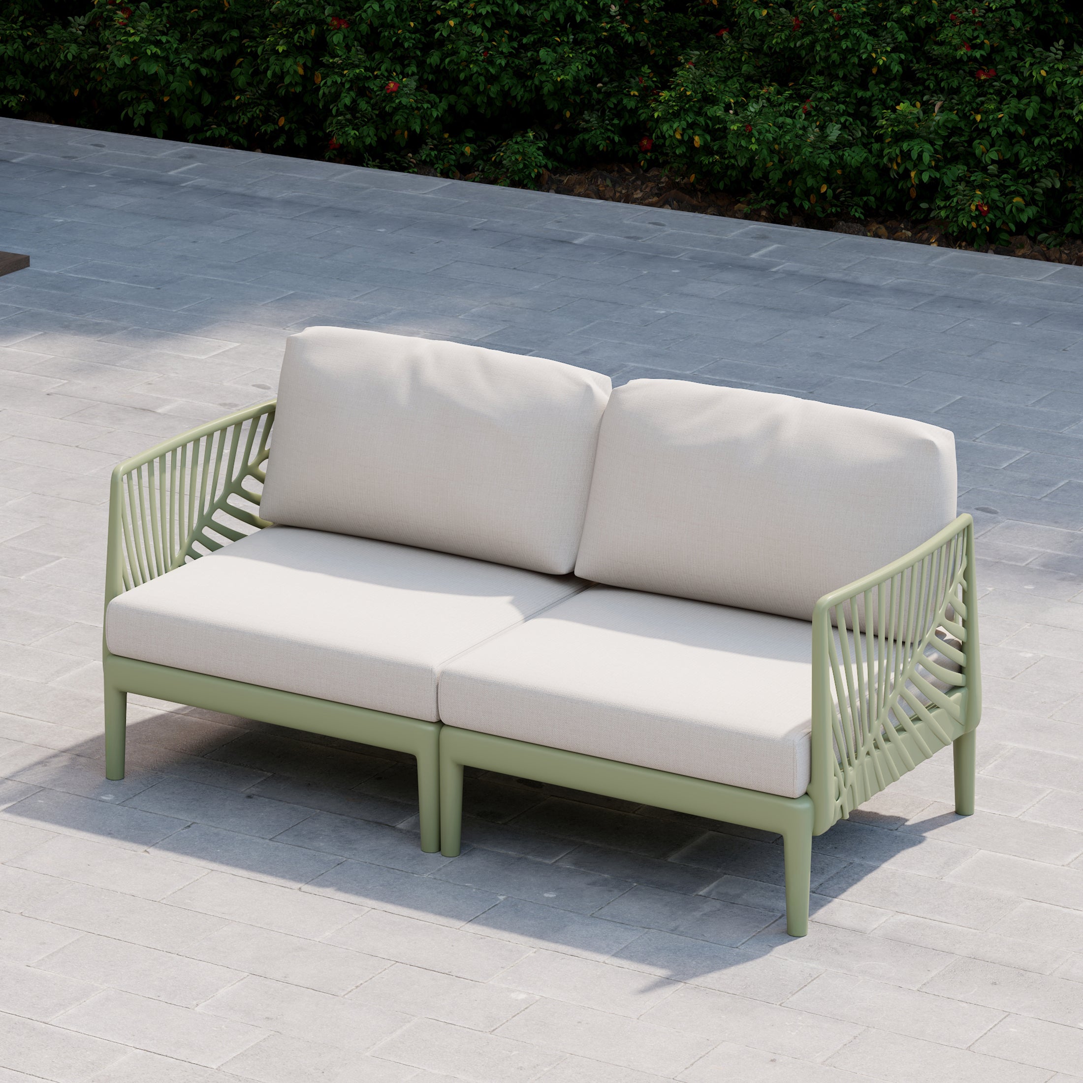 Sunshine Modern Outdoor Polypropylene Resin Deep Seating Patio Loveseat