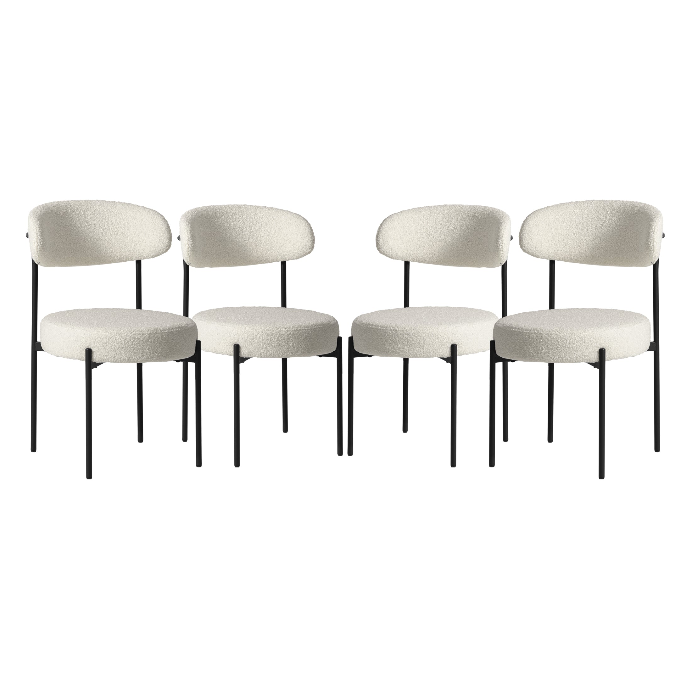 Celine Mid-Century Modern Upholstered Sherpa Round Dining Chairs (Set of 4)