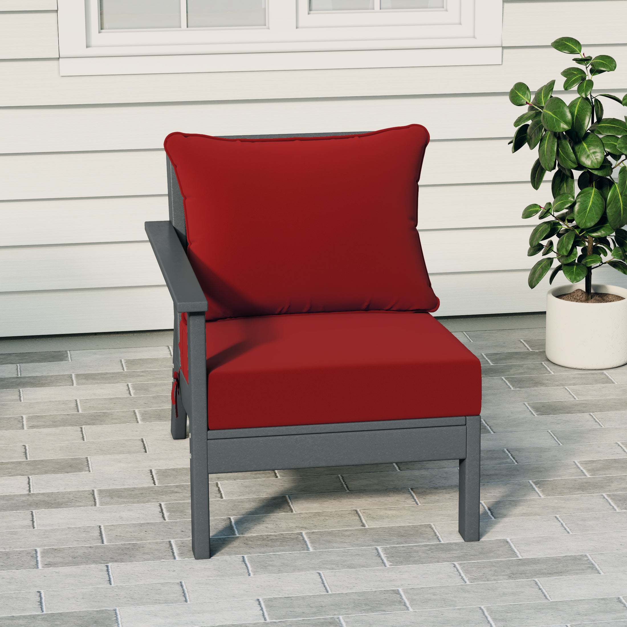 Portsmouth Outdoor Patio HDPE Left Arm Sectional Corner Club Chair with Patio Cushions