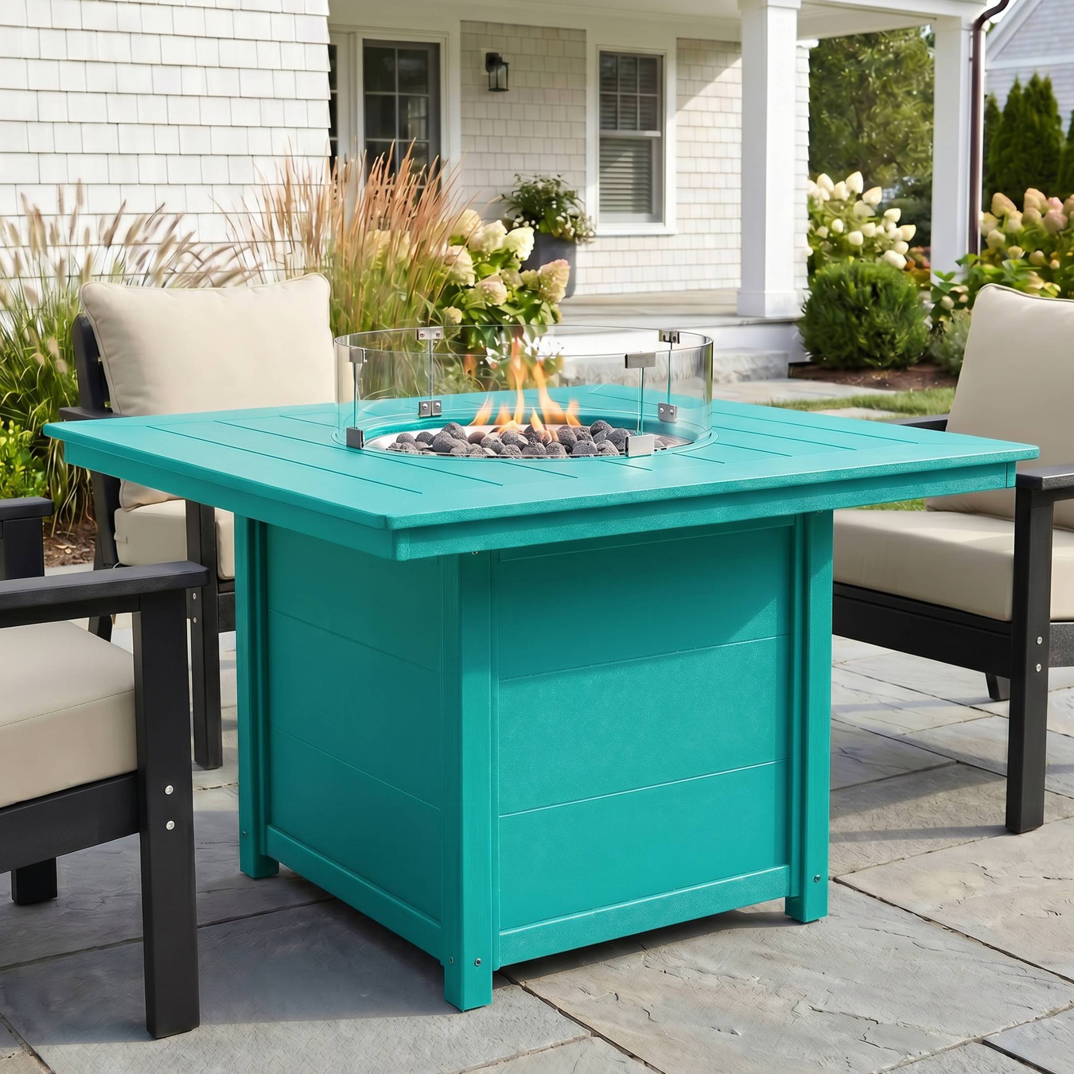 Sol Modern Outdoor Patio Propane 42" Square Fire Pit Table
