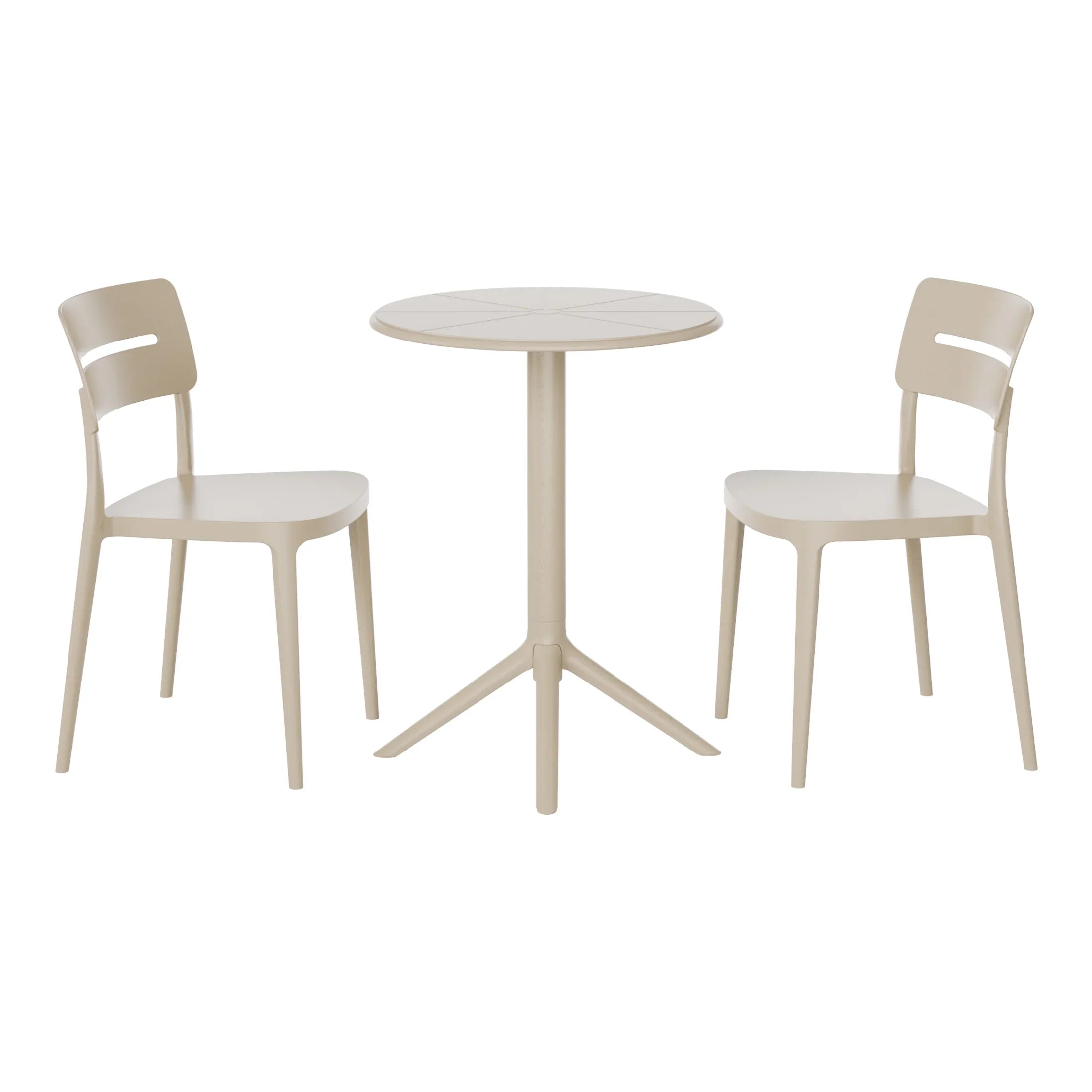 Sunshine 3-Piece Outdoor Resin Patio Bistro Set with Stackable Patio Dining Chairs