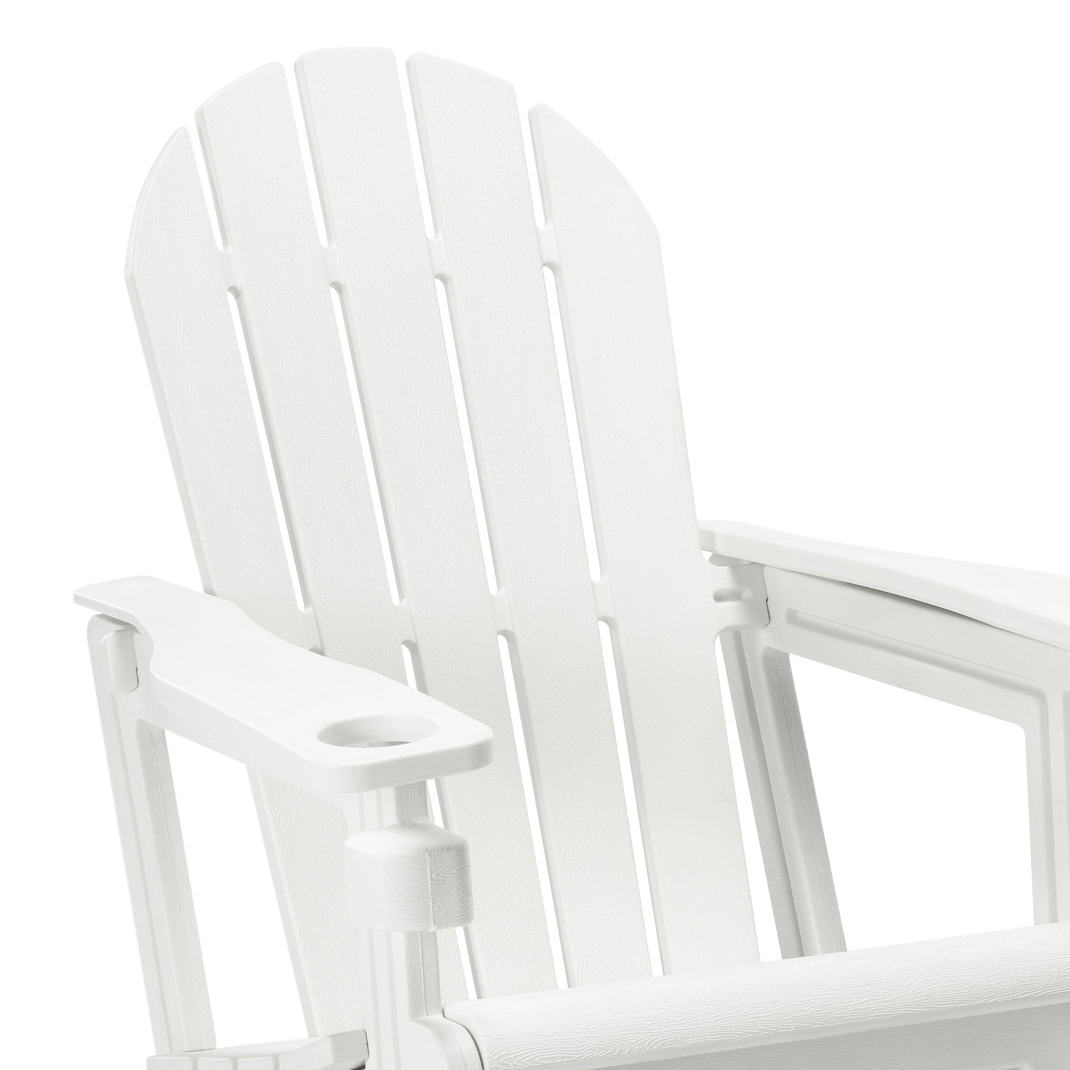 Cayman Tool-Free Assembly Outdoor Patio HDPE Plastic Adirondack Chair with Cup Holder