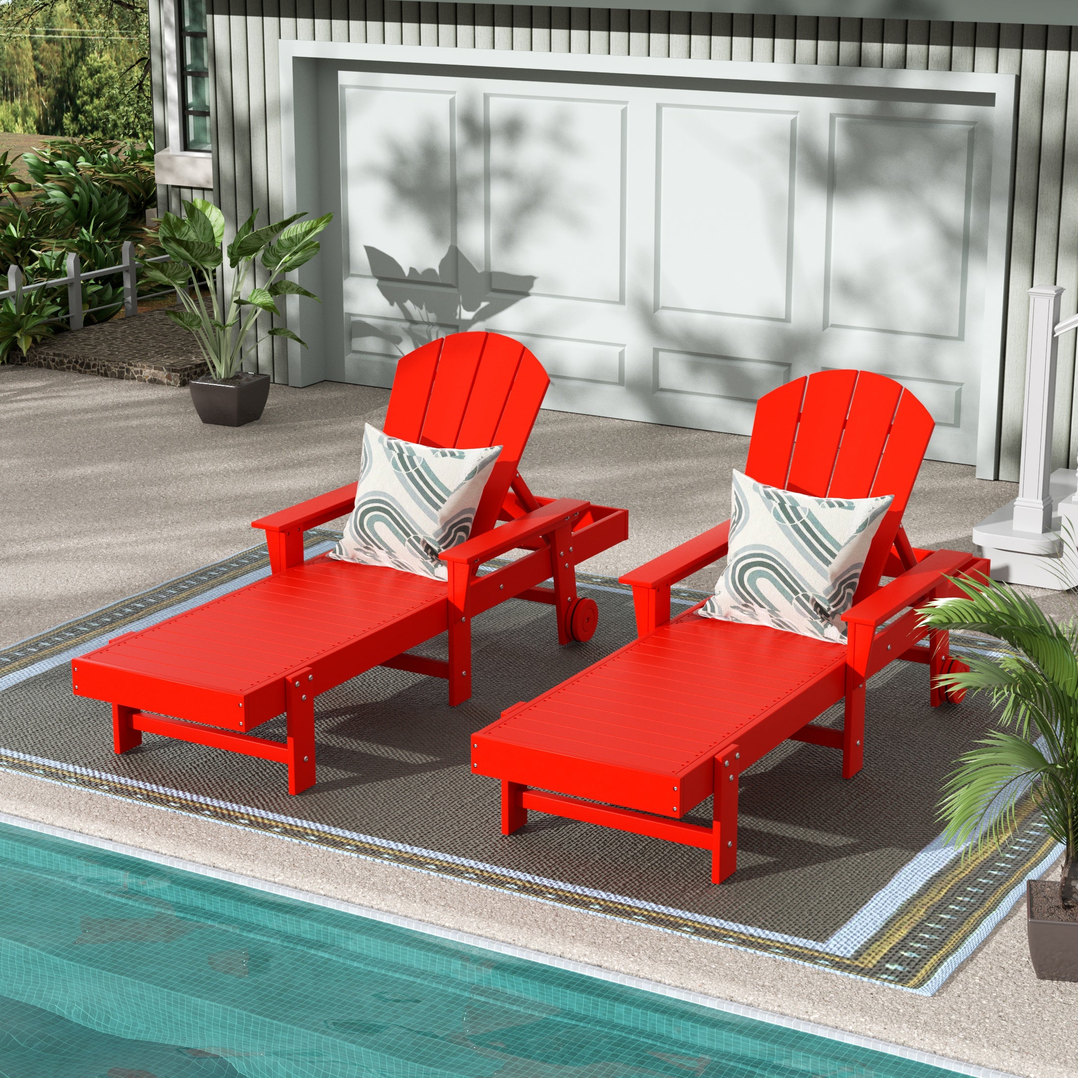 Paradise 2 Piece Reclining Chaise Lounge With Arms & Wheels