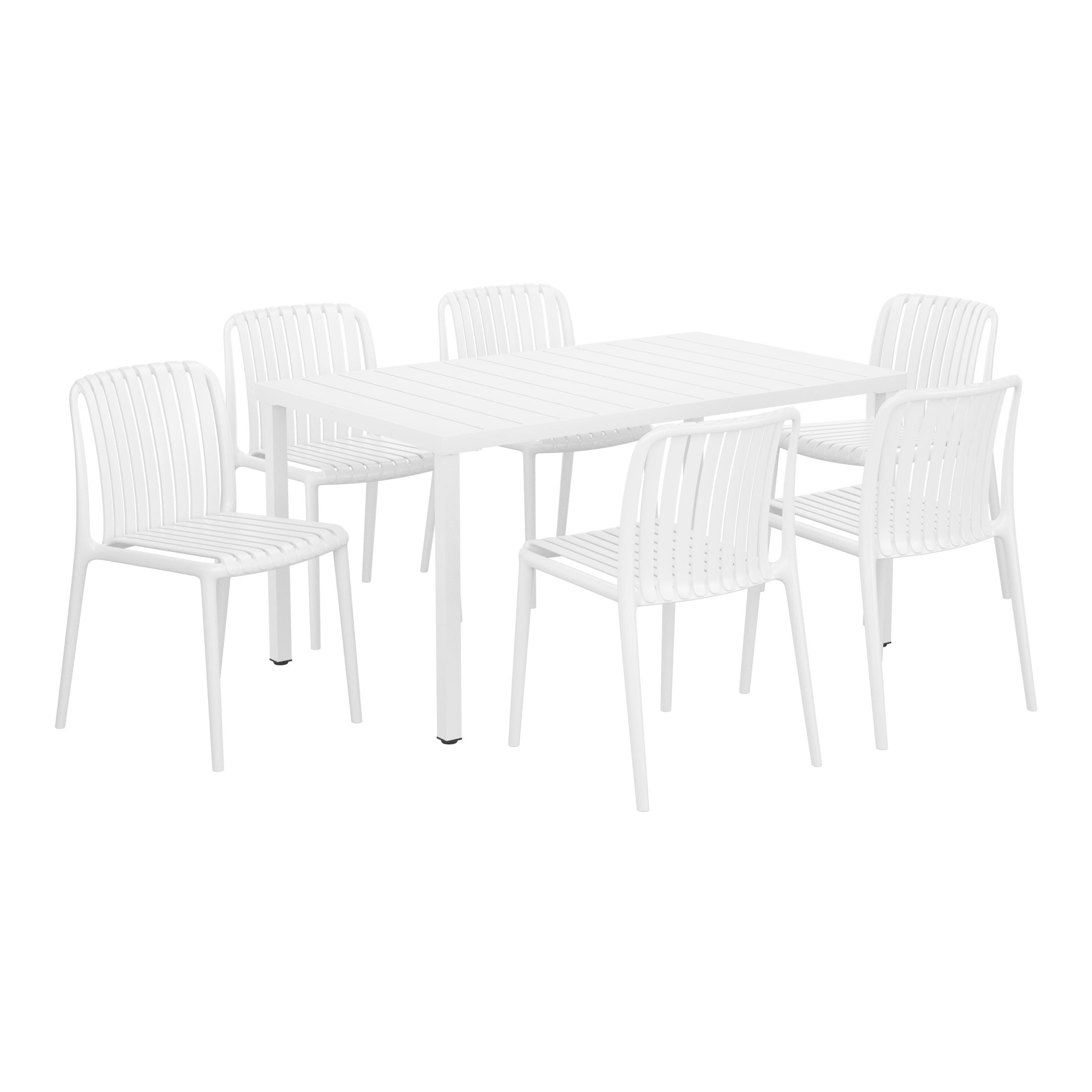 Sunshine 7-Piece Outdoor Patio Dining Table Set With Stackable Patio Chairs
