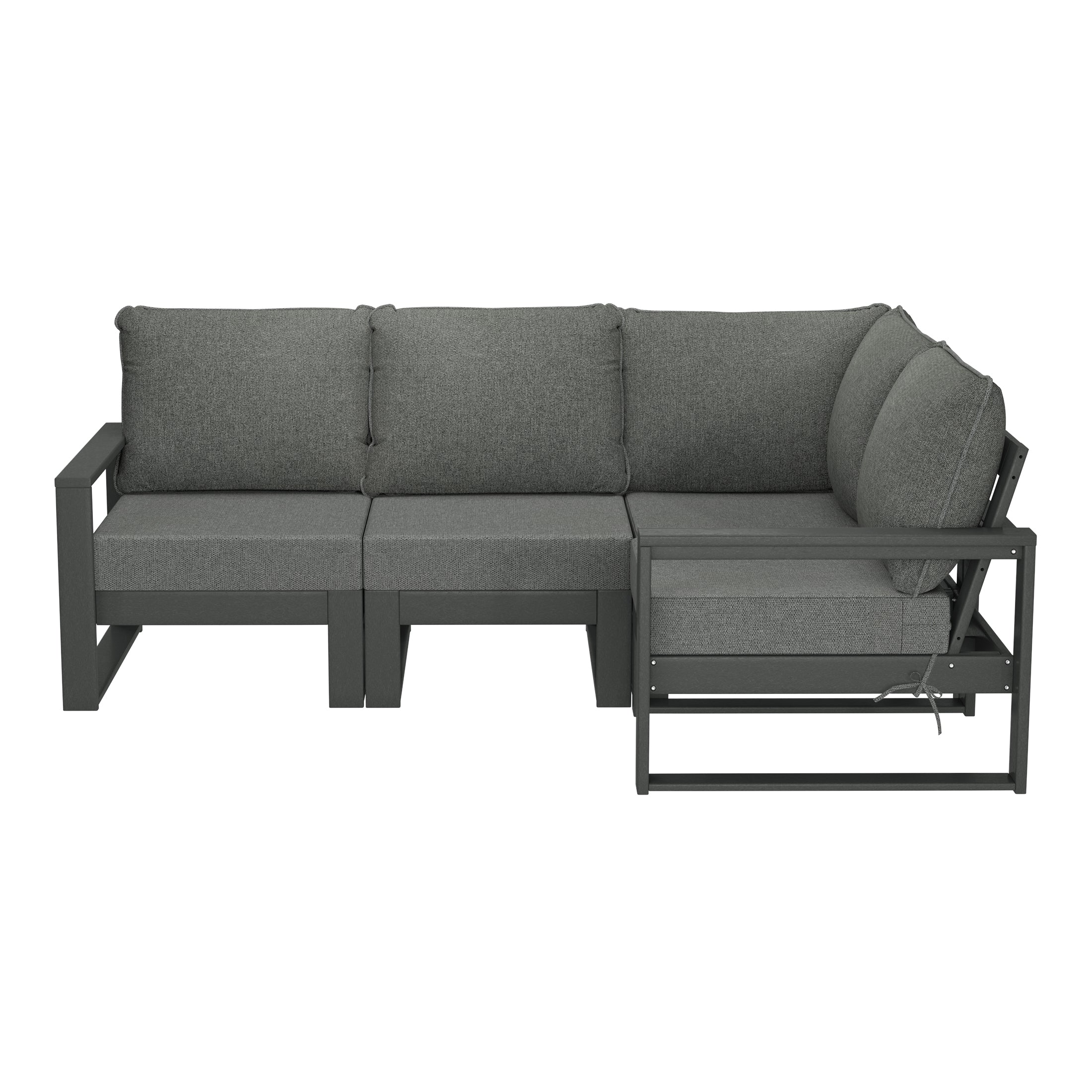 Rockaway Outdoor 4-Piece HDPE L-Shaped Modular Patio Sofa Furniture Set