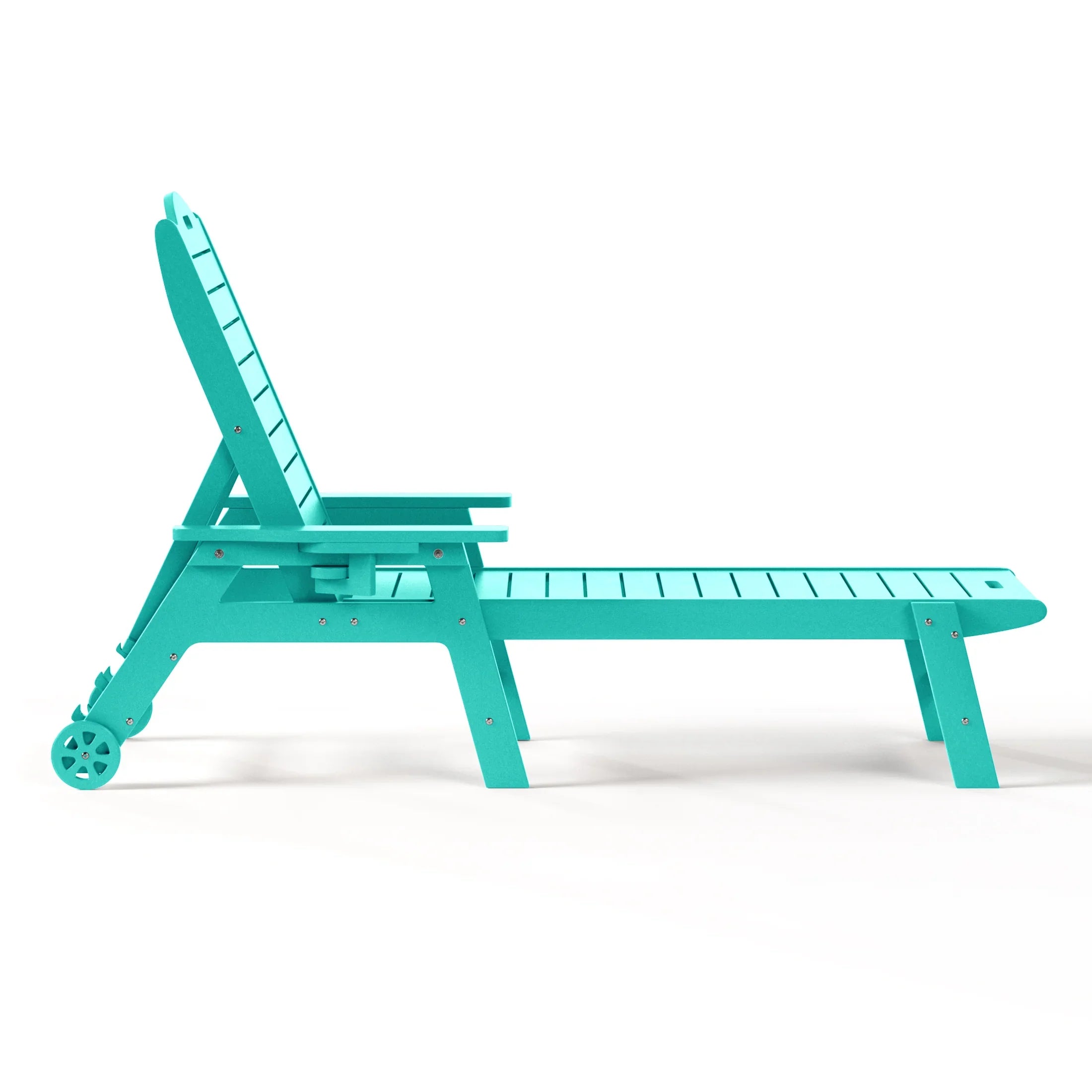 Lago 3-Piece Outdoor Patio Chaise Lounge Chair with Wheels & Cup Holder with Patio Side Table