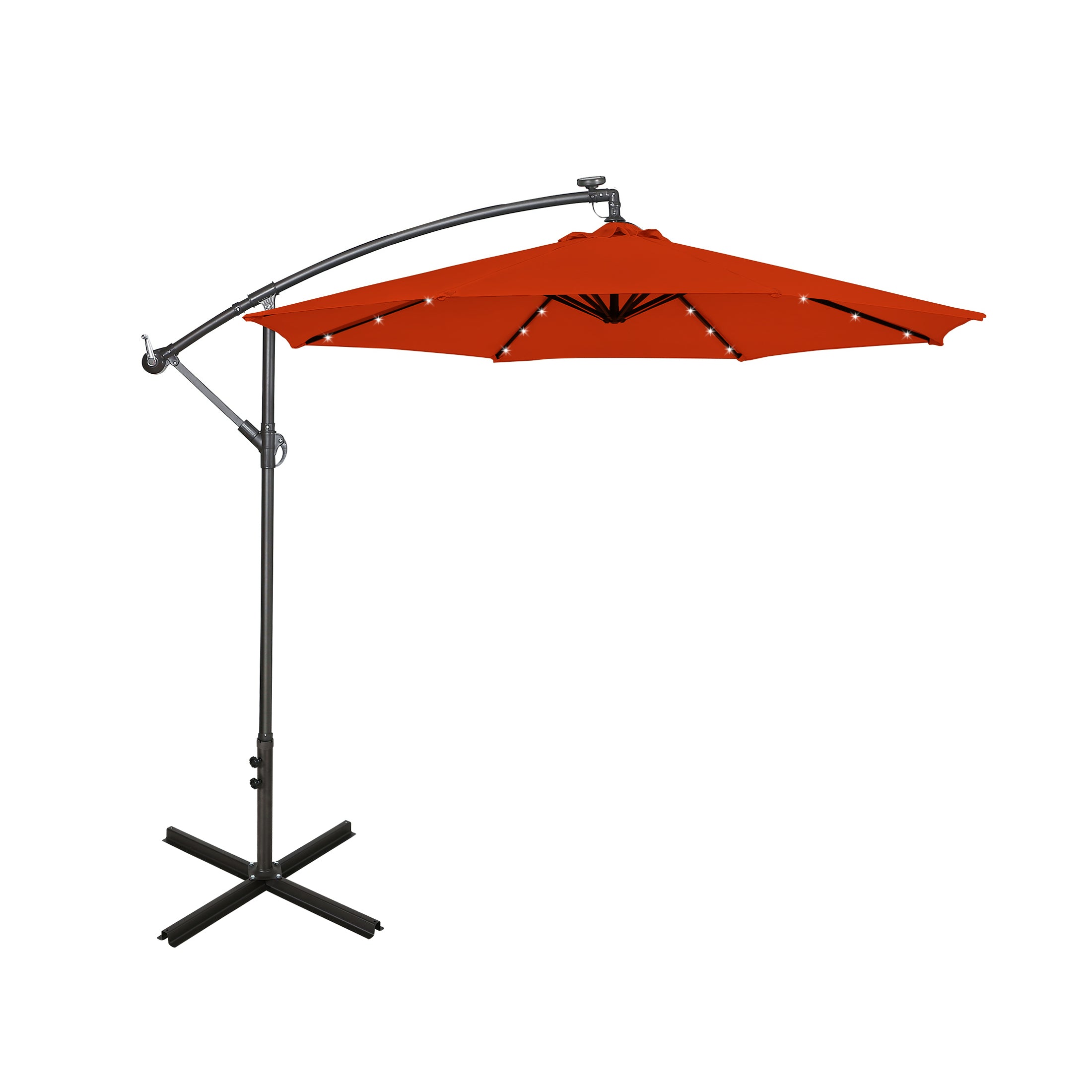 Westlake 10 ft. Outdoor / Paito Cantilever Hanging Umbrella with Solar Power LED lights