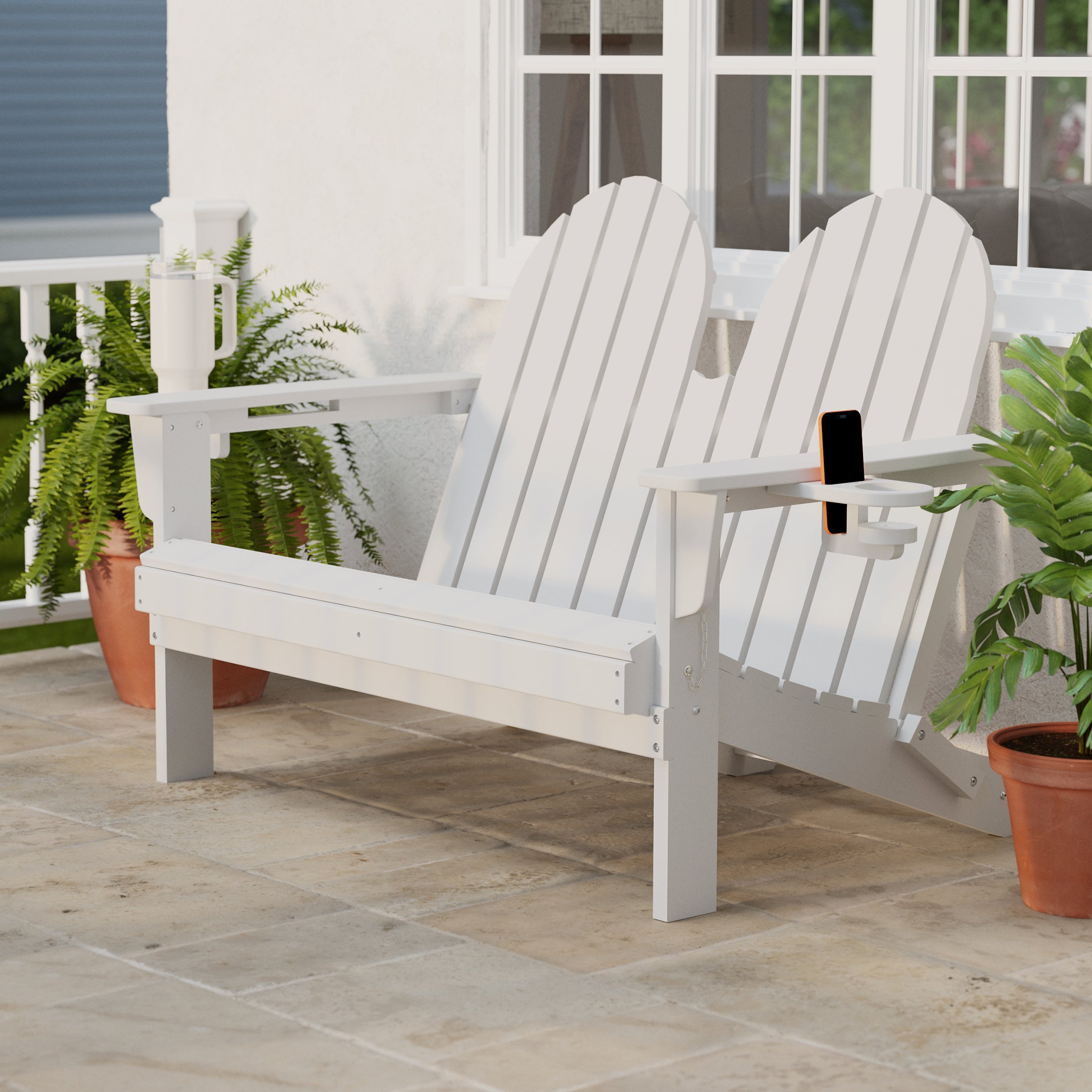 Savannah Outdoor Patio 49" HDPE Folding Adirondack Garden Bench